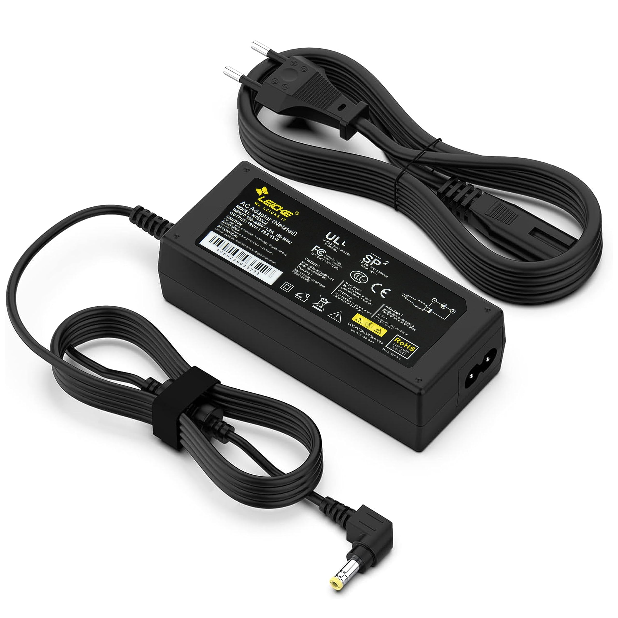 Leicke Alimentatore 19V 3.42A 65W Acer Aspire caricabatterie 1,7mm