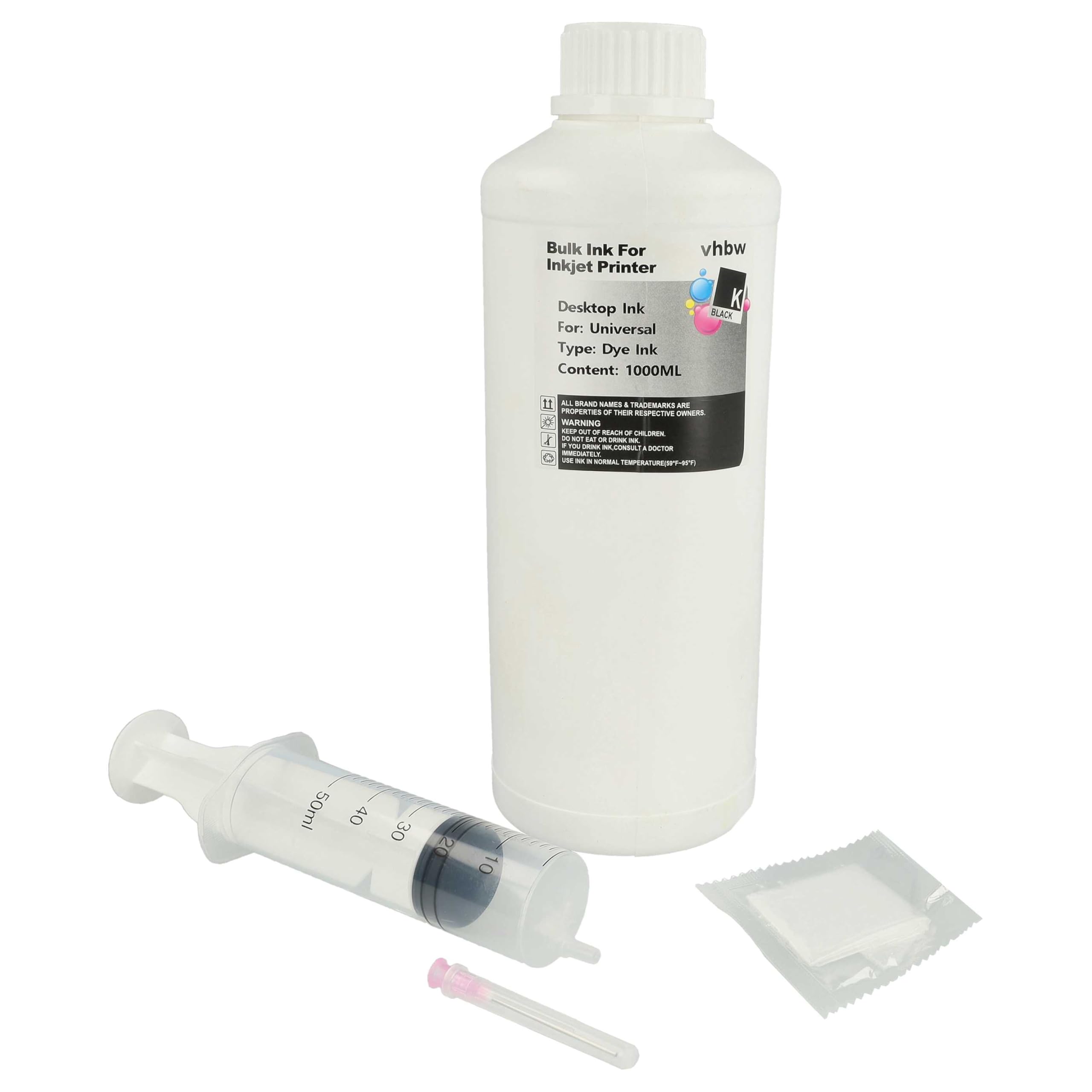 vhbw Inchiostro Dye Nero 1000ml ricarica cartucce