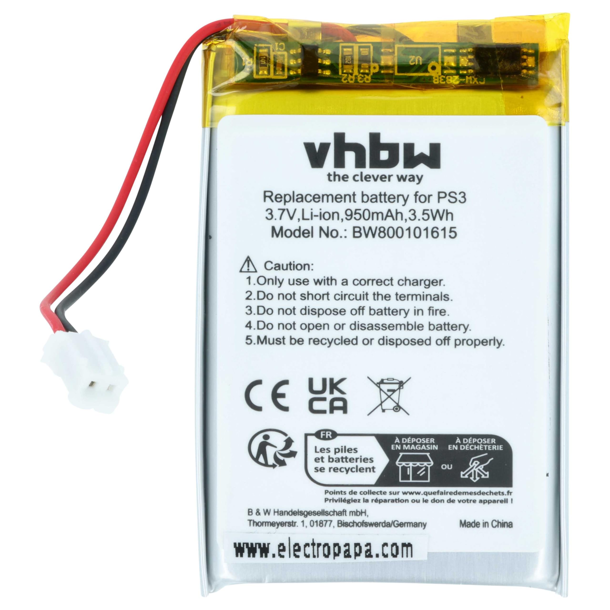 vhbw Batteria LIP1359 controller PS3 950mAh Li-Ion