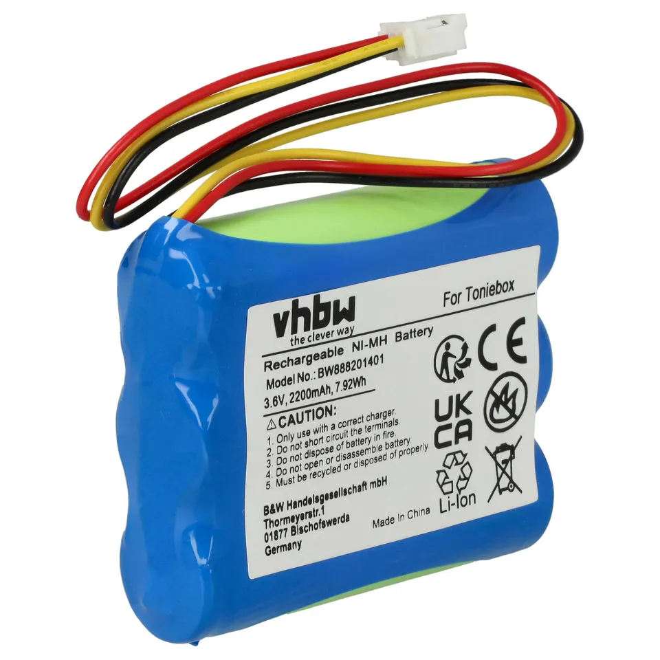vhbw Batteria radio bambini per tonies Toniebox 2200mAh NiMH
