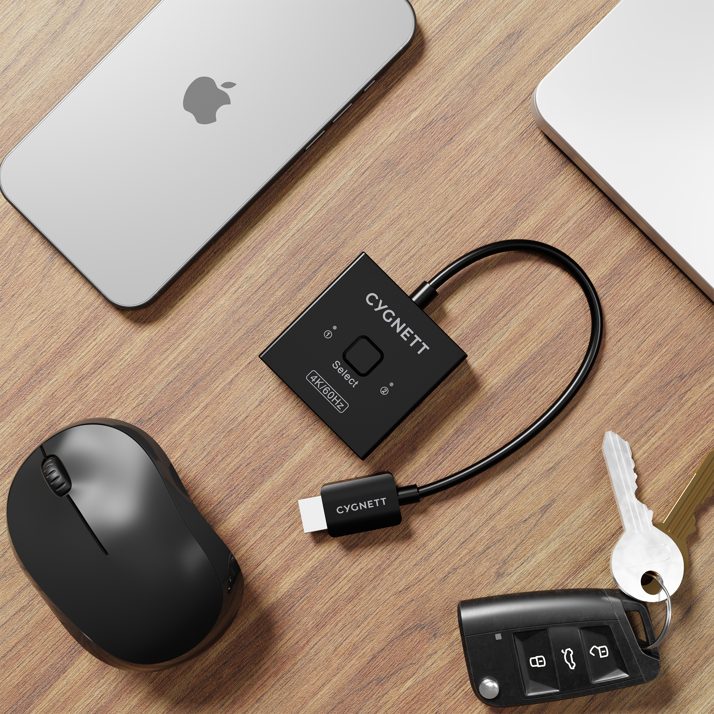Cygnett Switch HDMI 2-in-1 splitter 4K 60Hz cavo 50 cm