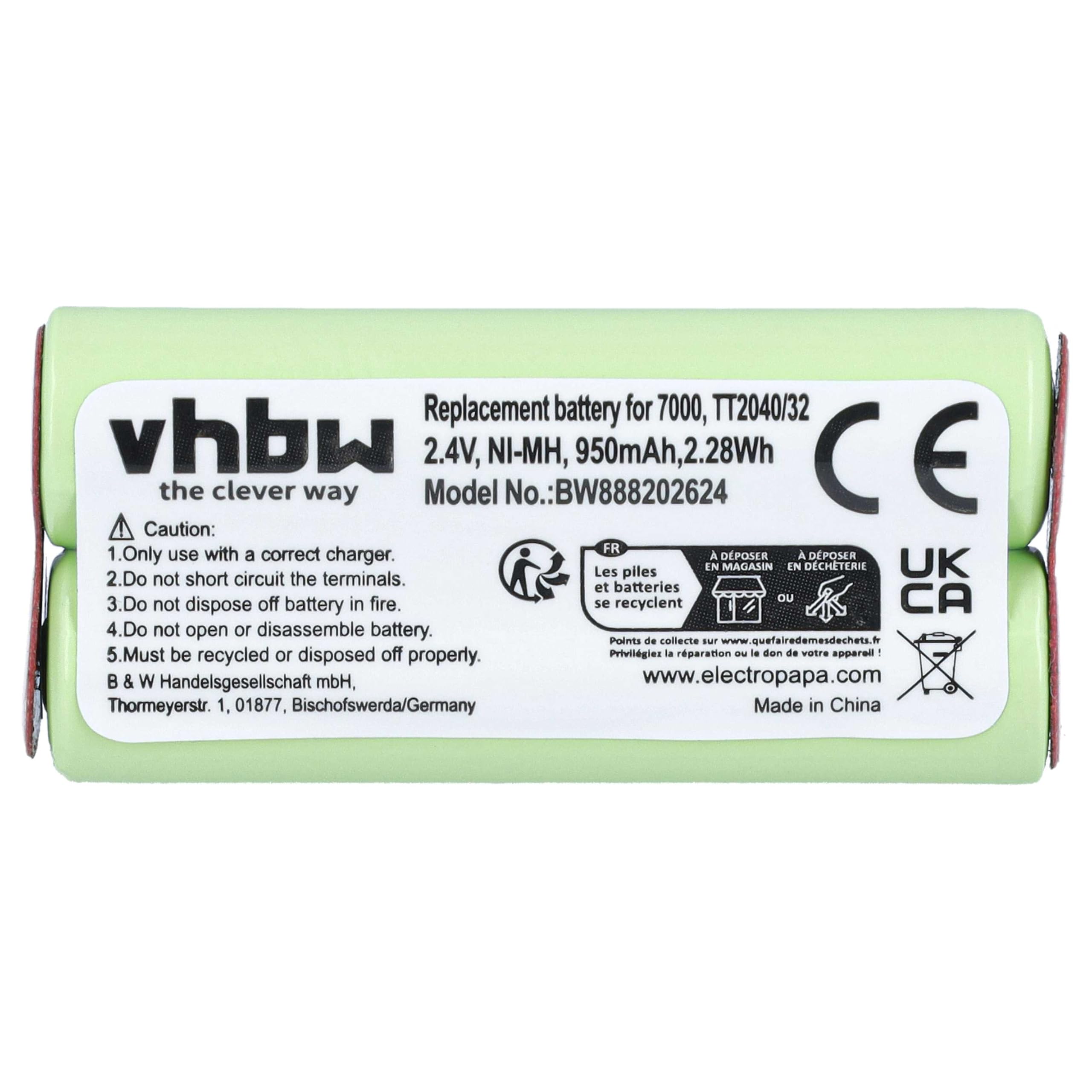 vhbw Batteria per Philips BG2040/34 950mAh NiMH
