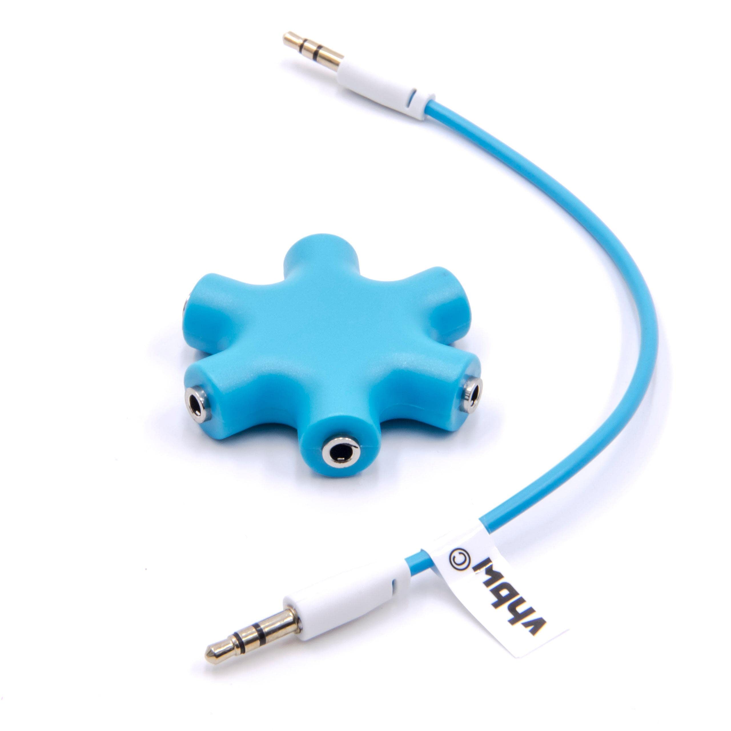 vhbw Splitter Audio 6 Uscite Jack 3,5 mm Blu
