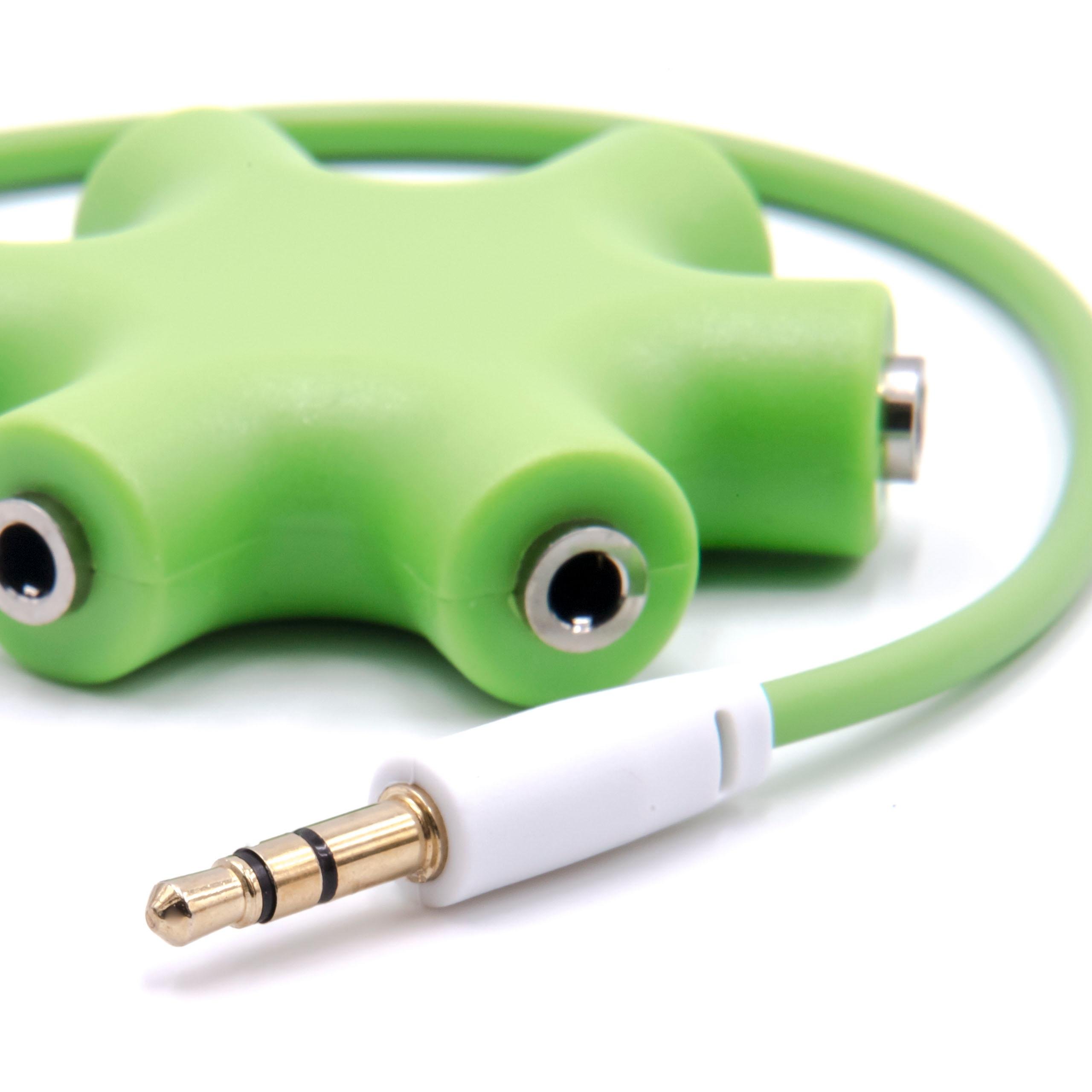 vhbw Splitter audio 6 uscite sdoppiatore jack verde con cavo