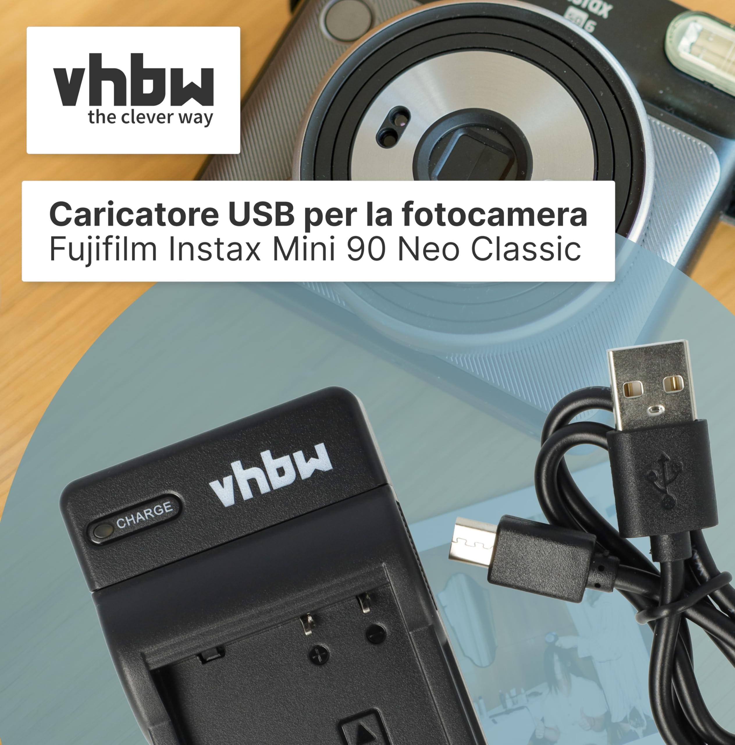 vhbw Caricabatterie USB-C 1x per Fujifilm Instax Mini 90
