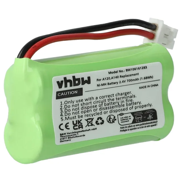 vhbw batteria cordless Gigaset A12 700mAh 2,4V 1 pezzo