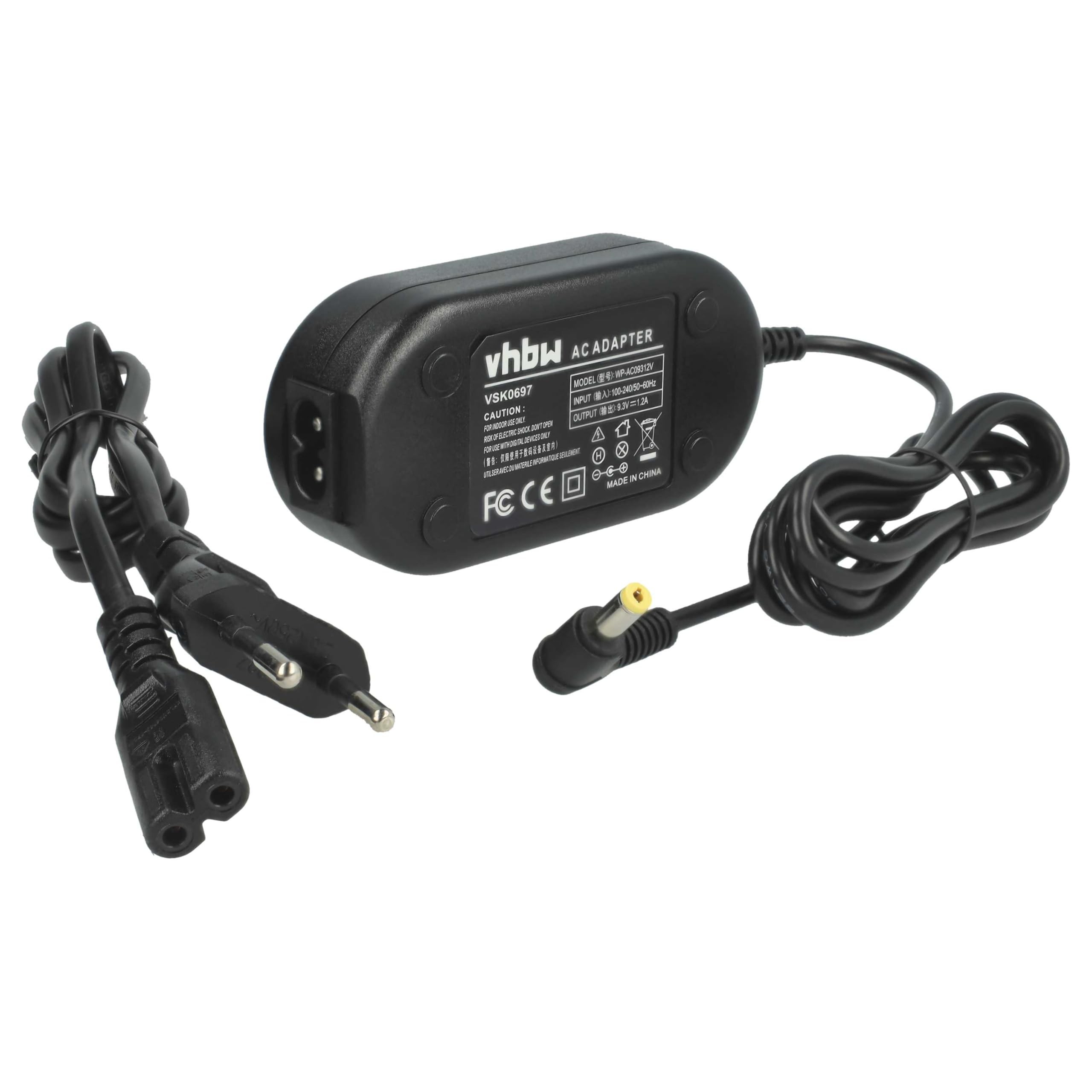 vhbw Alimentatore fotocamera Panasonic HDC-SD900 9,3V 2m nero