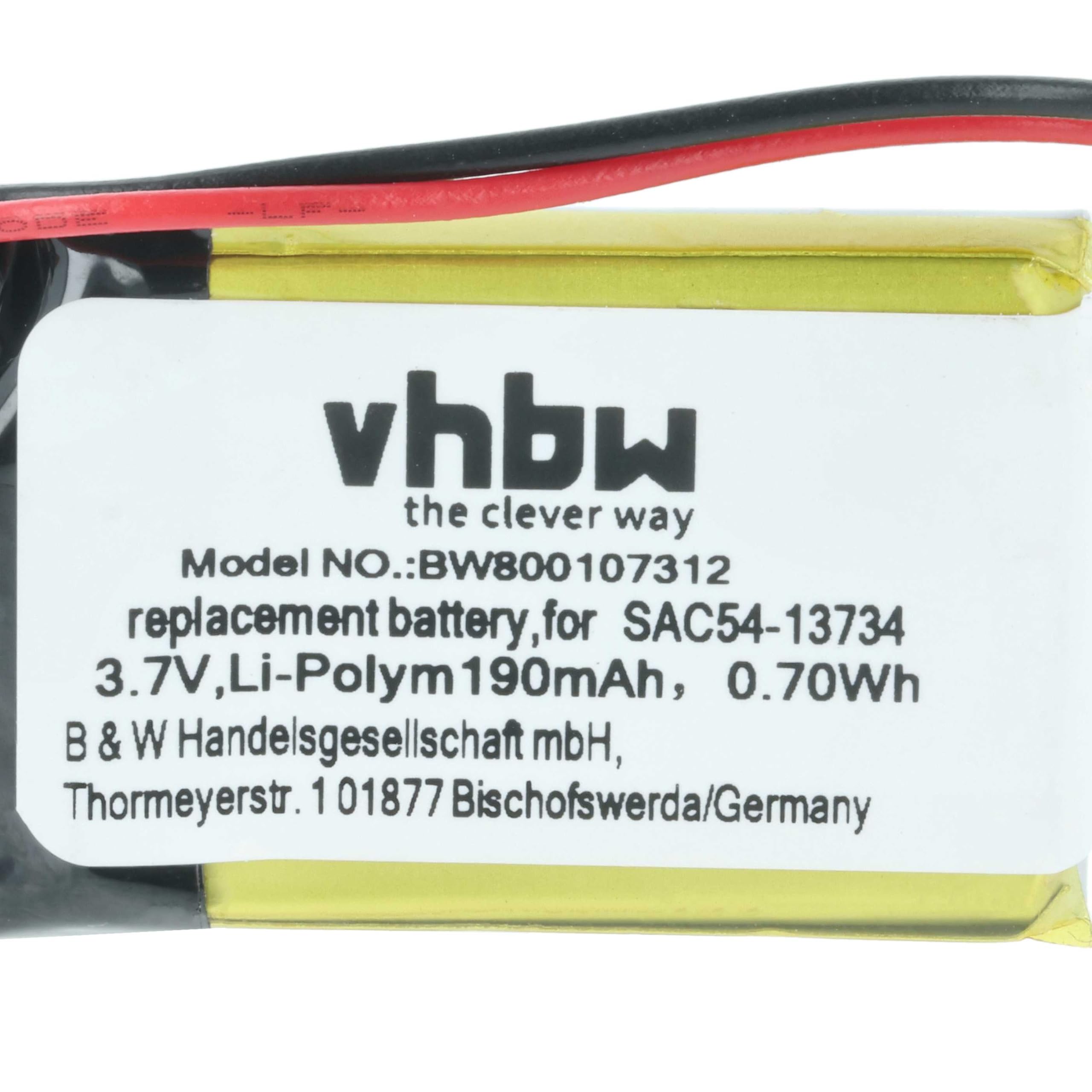 vhbw SAC54-13734 batteria collare 190mAh 3,7V
