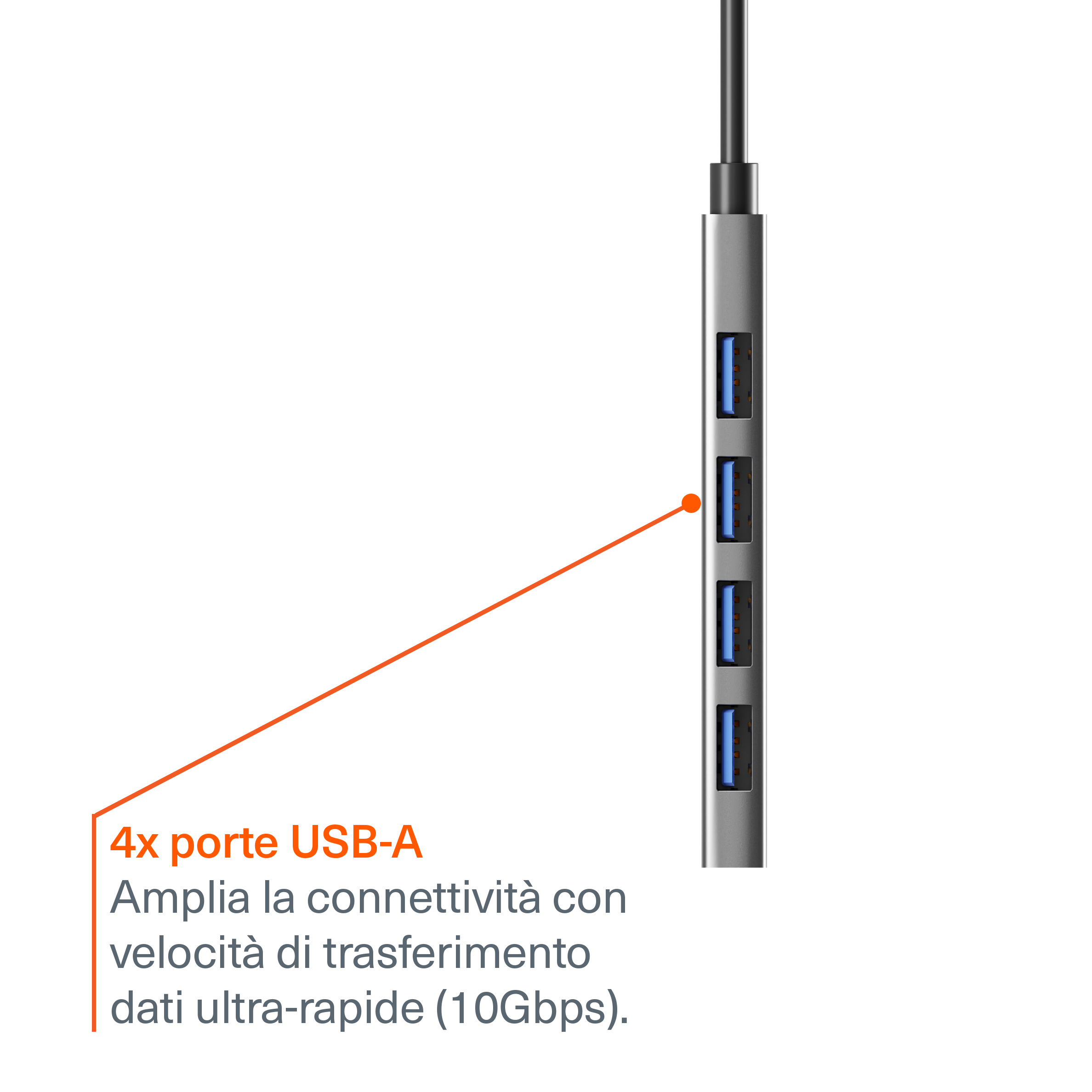 Cygnett Hub USB-C a USB-A 4 in 1 Alluminio 4 Porte