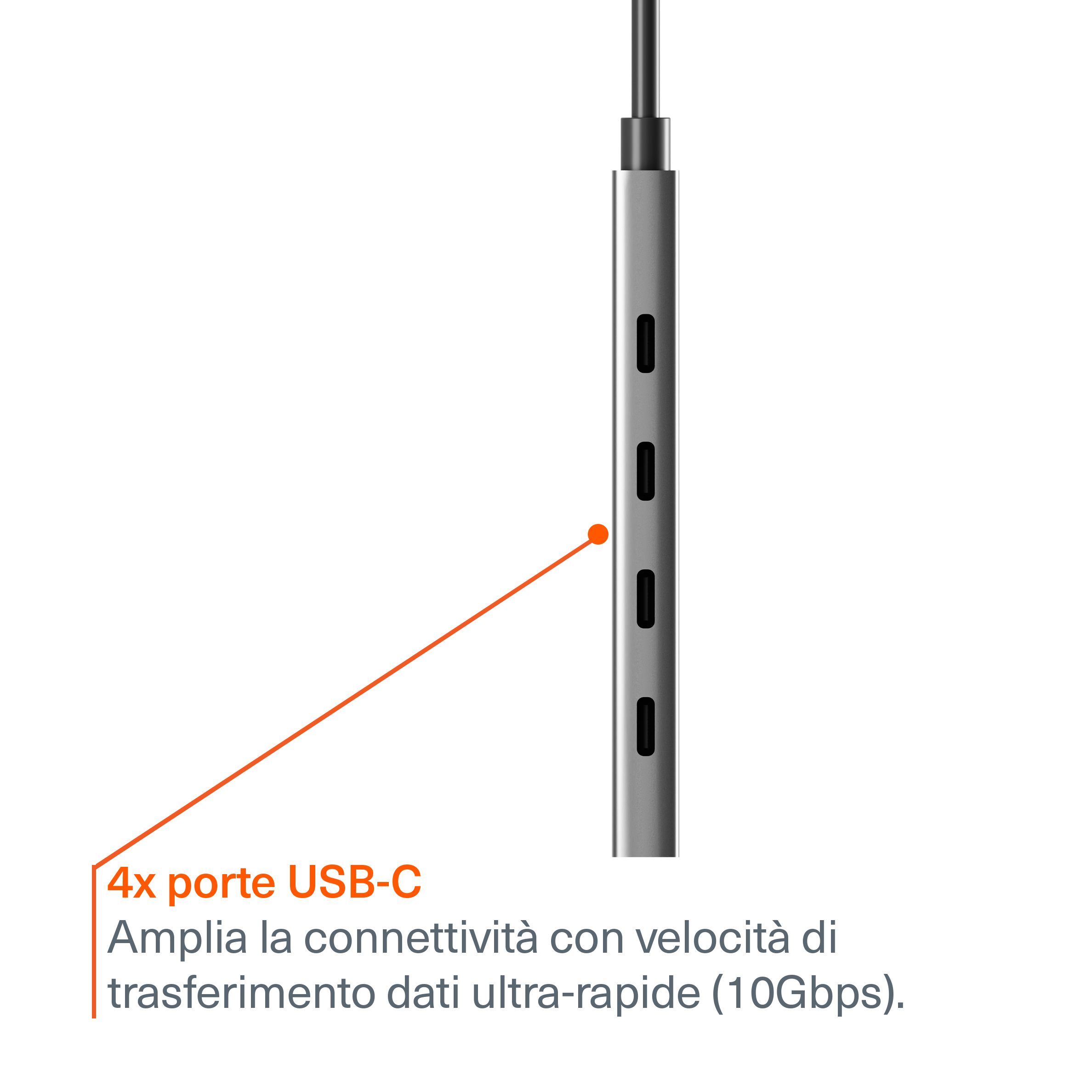Cygnett Hub USB-C 4-in-1 Hub 4 Porte USB-C Alluminio