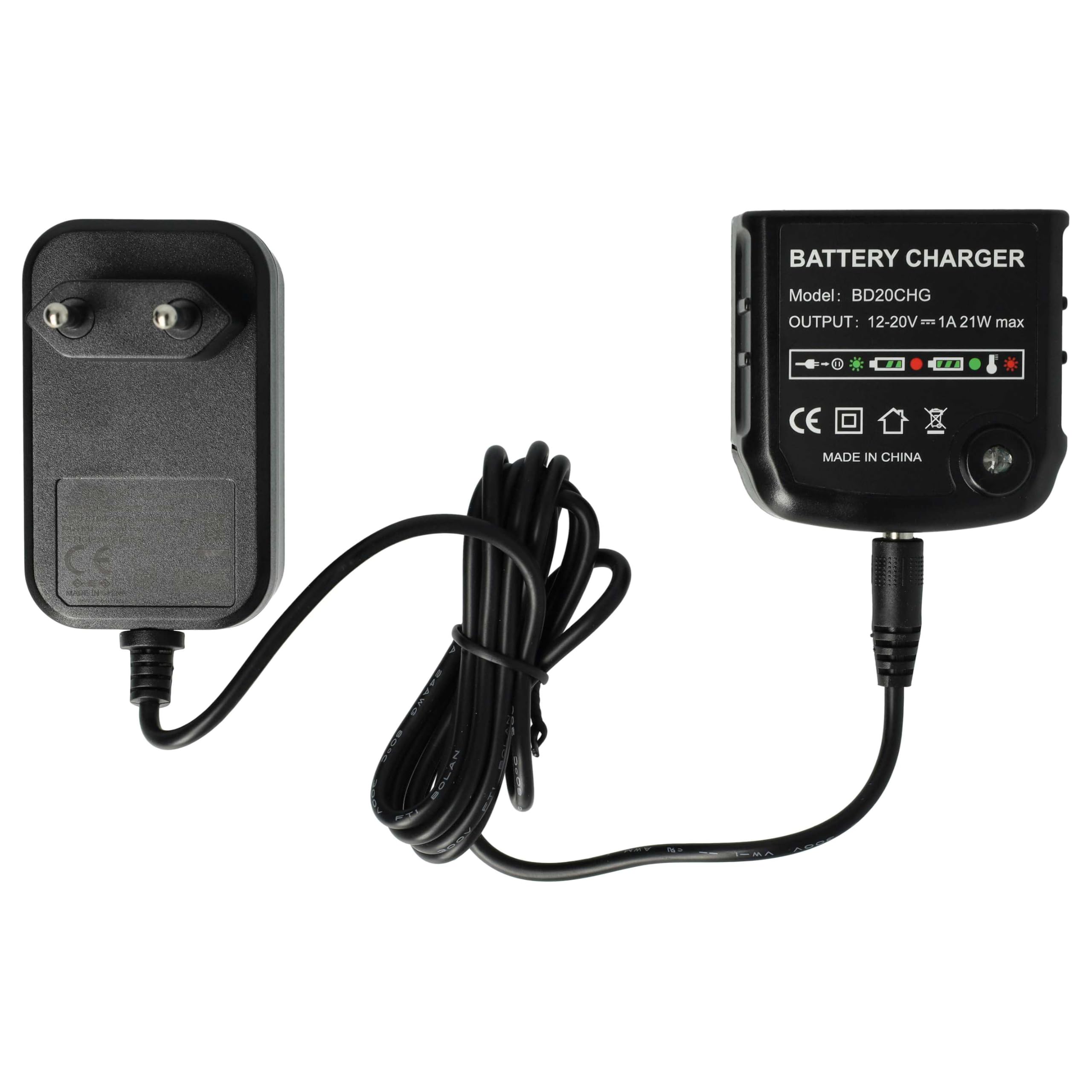 vhbw Caricabatterie Utensili 12-20V per Black & Decker Li-Ion