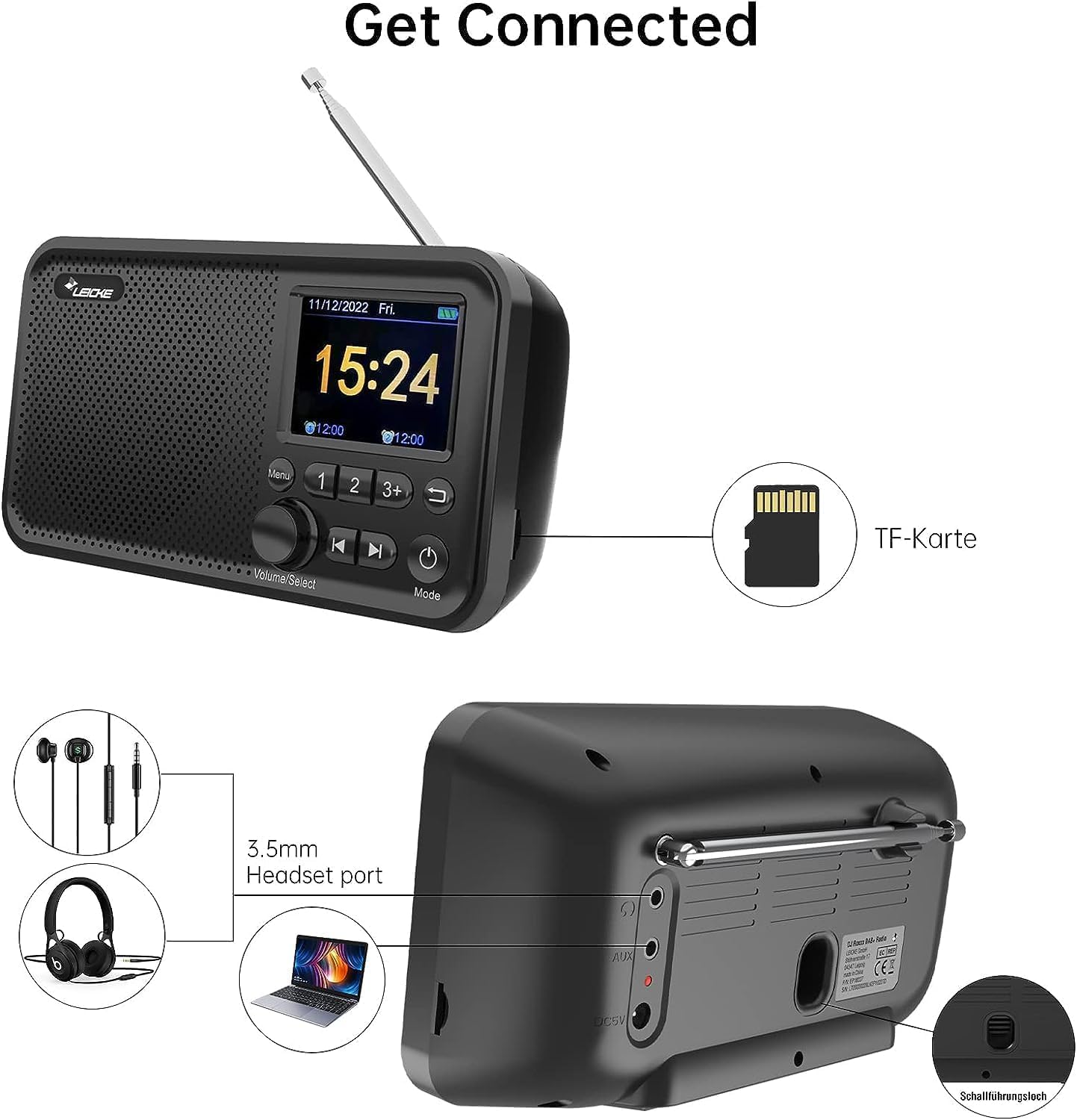 Leicke Radio DAB+ FM Bluetooth Portatile 2000 mAh Display