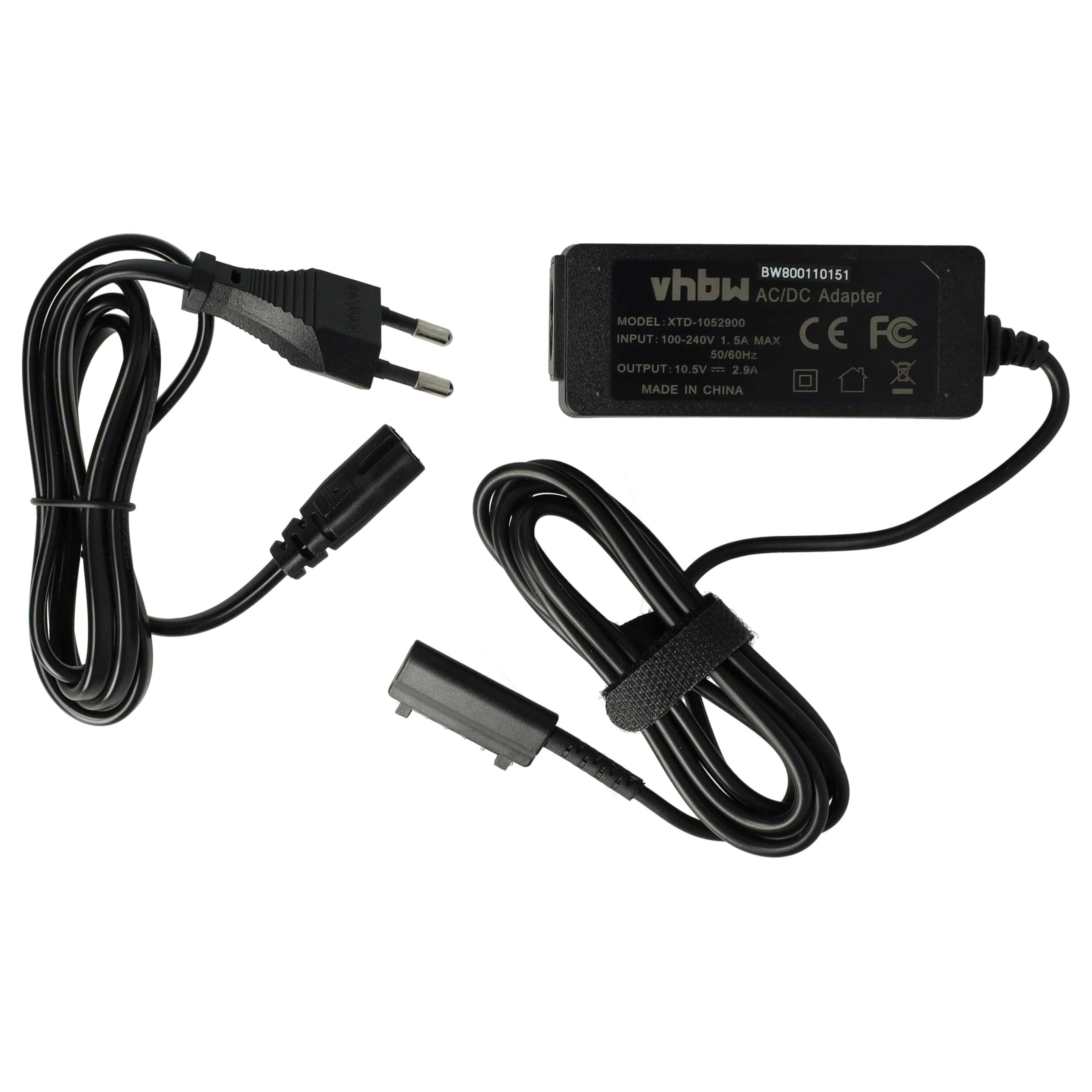 vhbw Alimentatore per Sony Xperia Tablet 30W 200 cm Nero
