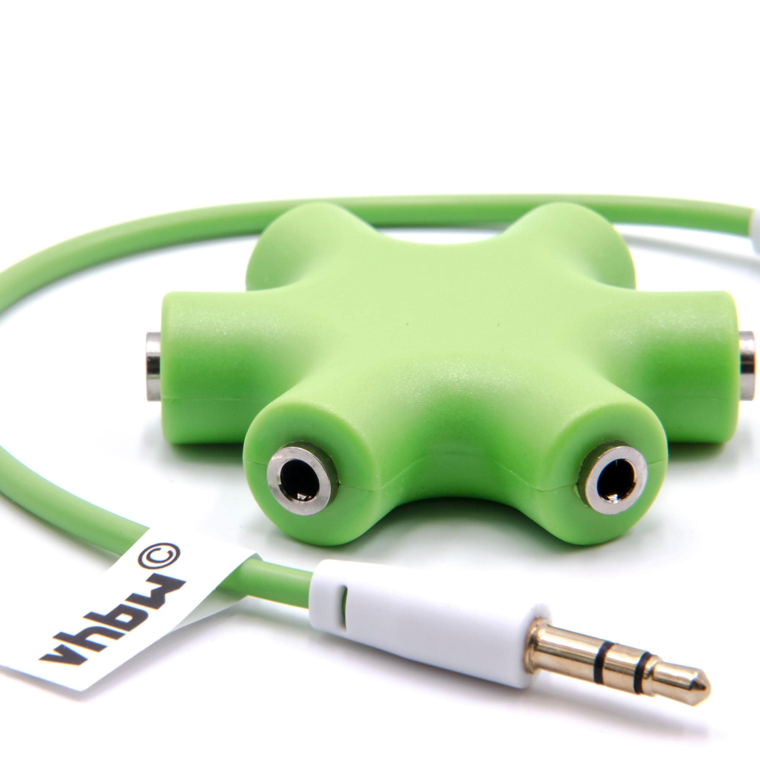 vhbw Splitter audio 6 uscite sdoppiatore jack verde con cavo