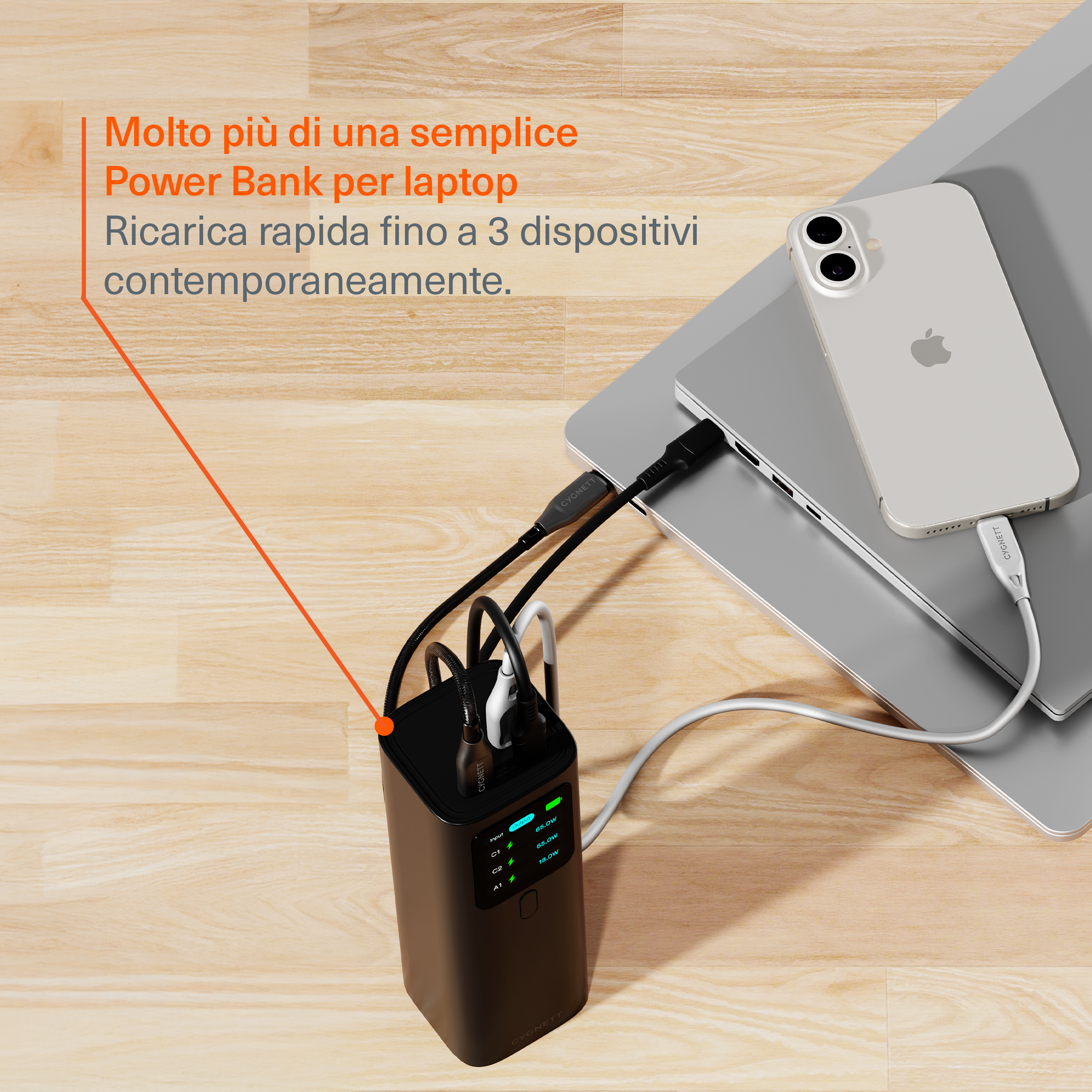 Cygnett HighPWR power bank laptop 27000mAh nero 148W custodia