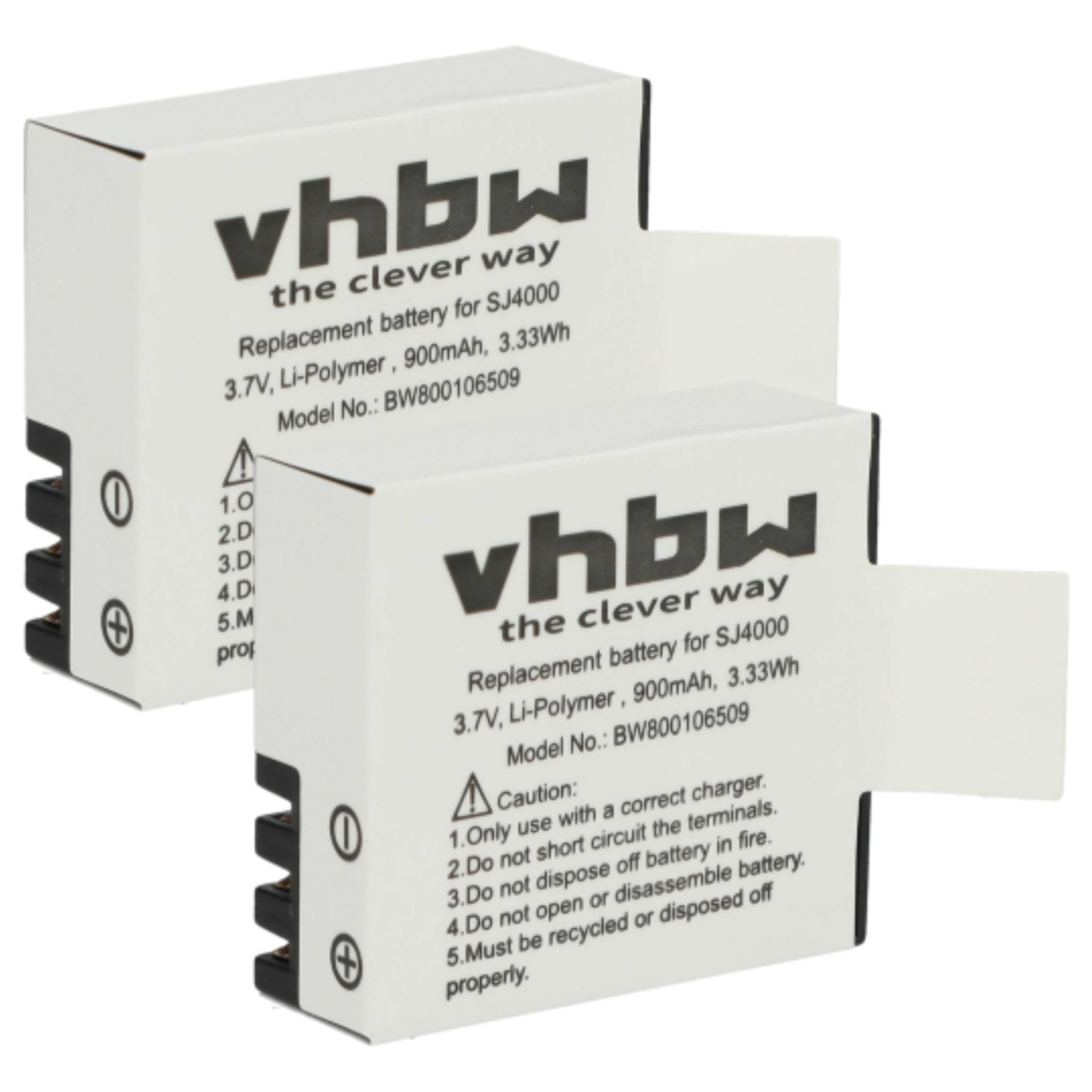 vhbw Set 2 batterie action cam SJ4000 900mAh per DBPower