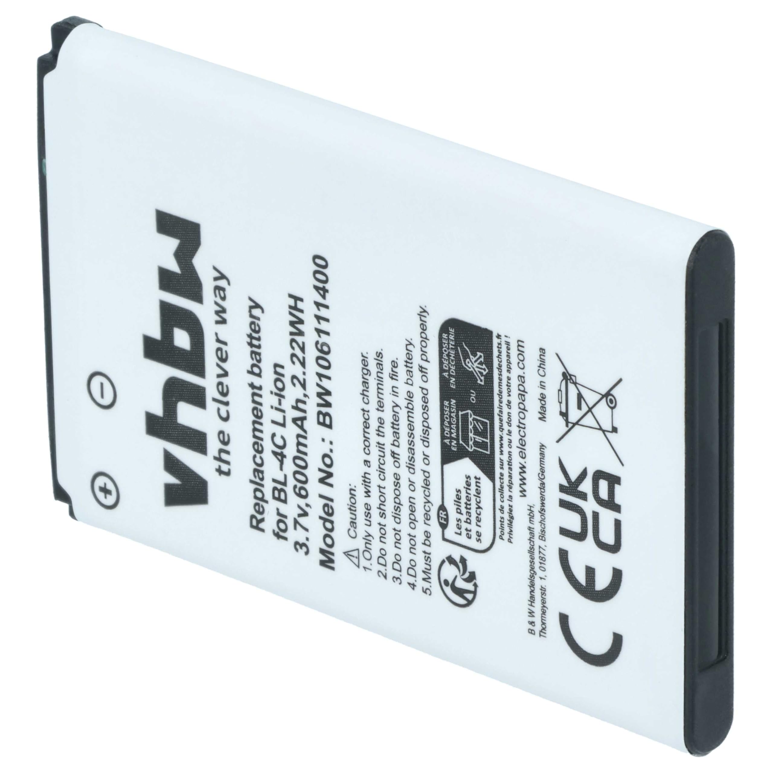 vhbw Batteria Smartphone 600mAh 3.7V Li-Ion 1 Pezzo