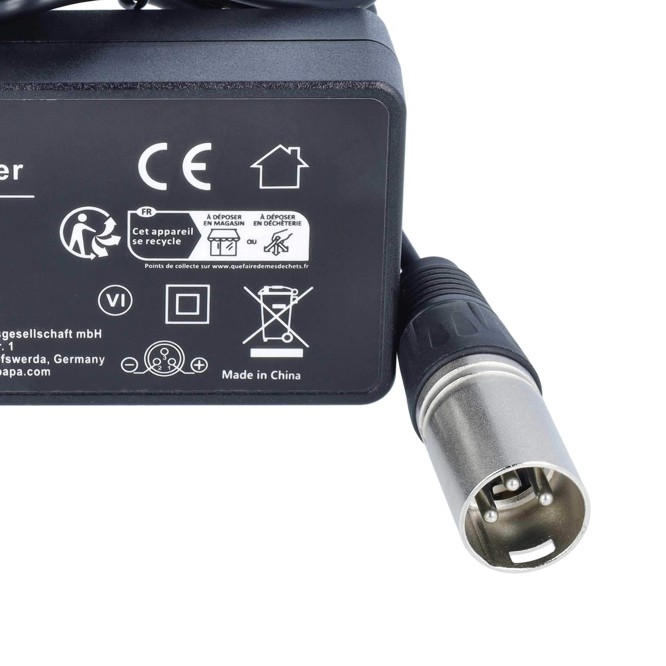 vhbw Caricabatterie per Ebike 36V Li-Ion 100W 42V
