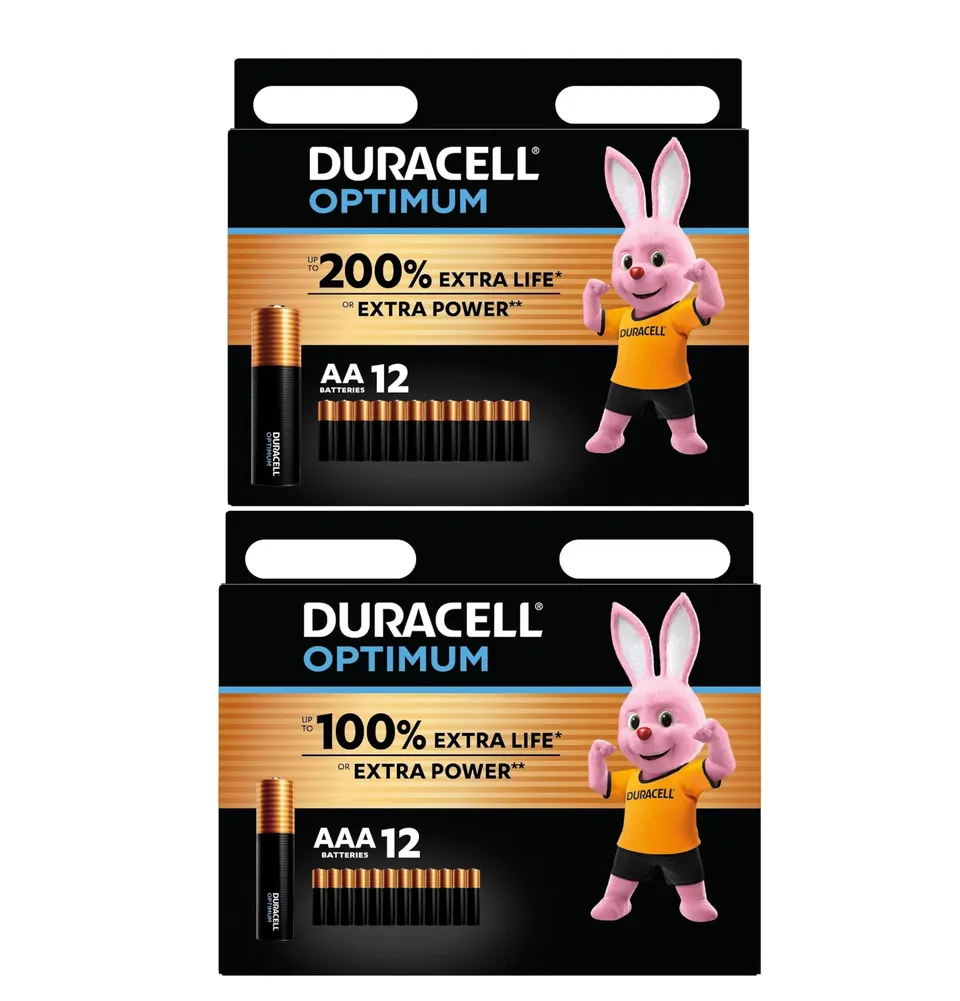 Duracell Optimum pile AA AAA alcaline 24 pezzi extra durata
