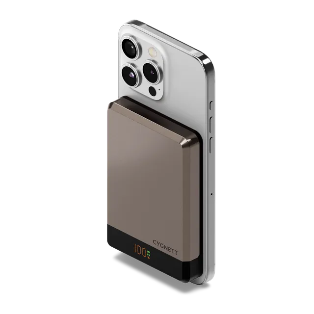 Cygnett MagSlim power bank wireless magnetico 5000mAh champagne