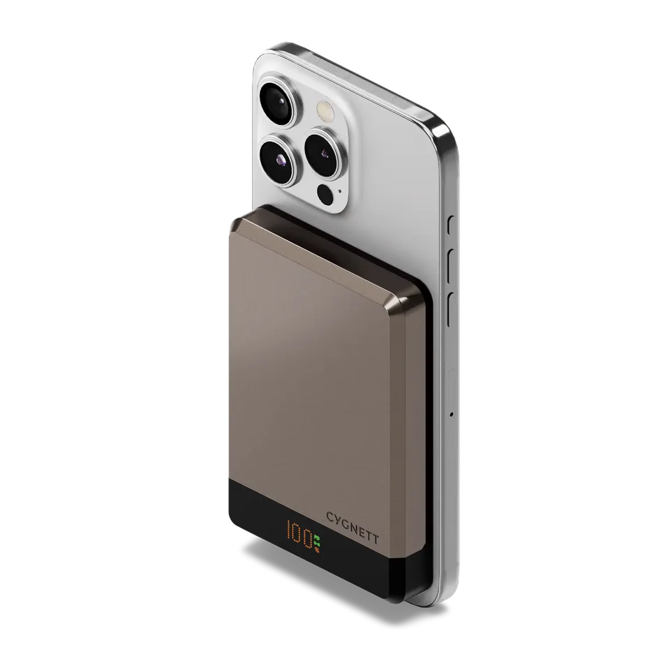 Cygnett MagSlim power bank wireless magnetico 5000mAh champagne