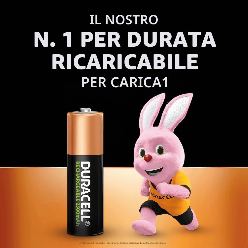 Duracell Rechargeable pile stilo AA 2500mAh 4 pezzi