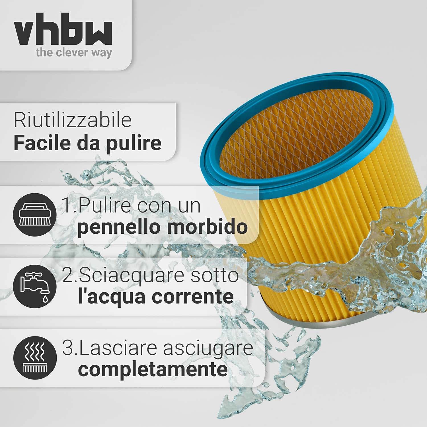 vhbw Filtro tondo lamelle Aqua Vac aspirapolvere 1 pezzo