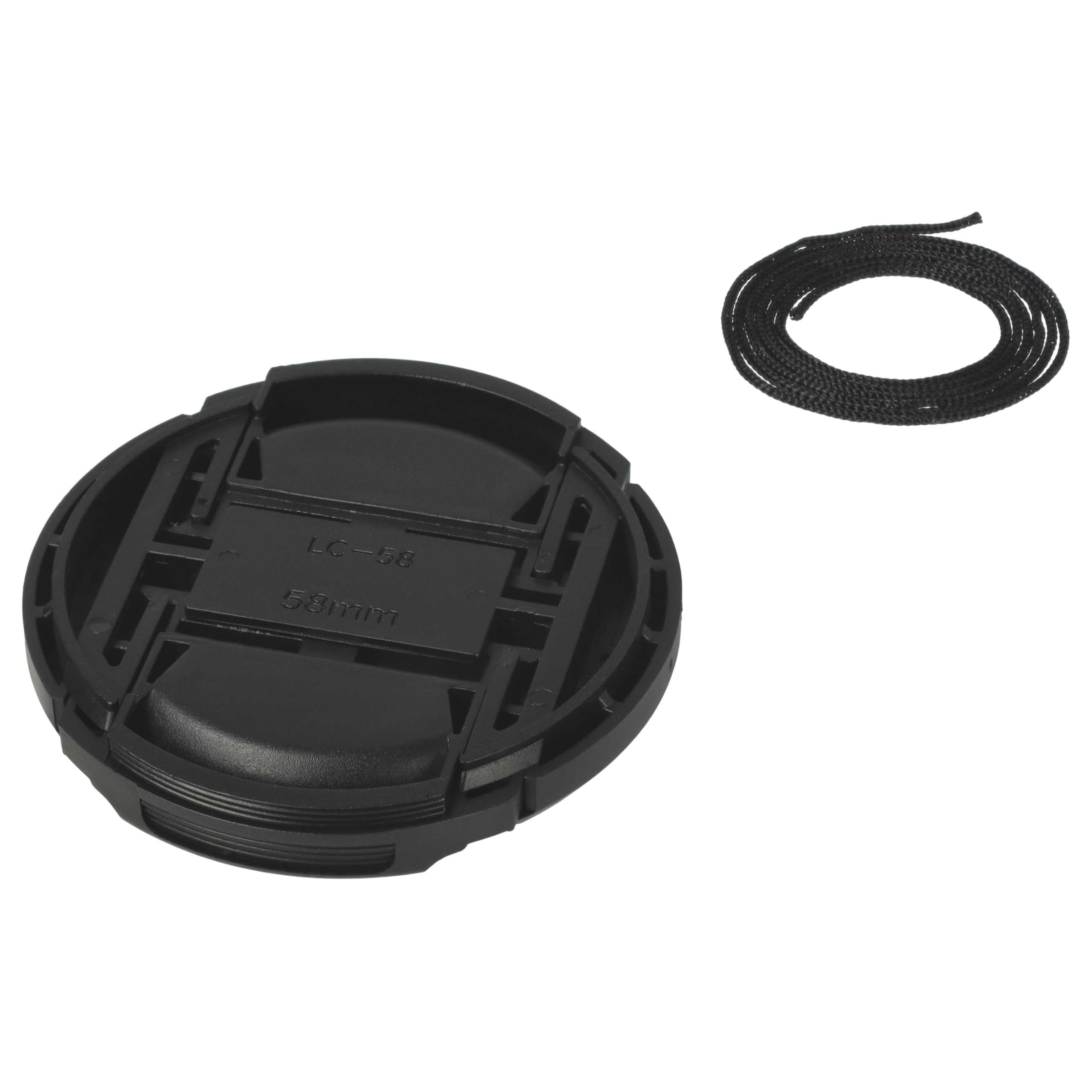 vhbw Copriobiettivo 58mm snap-on per fotocamera nero plastica