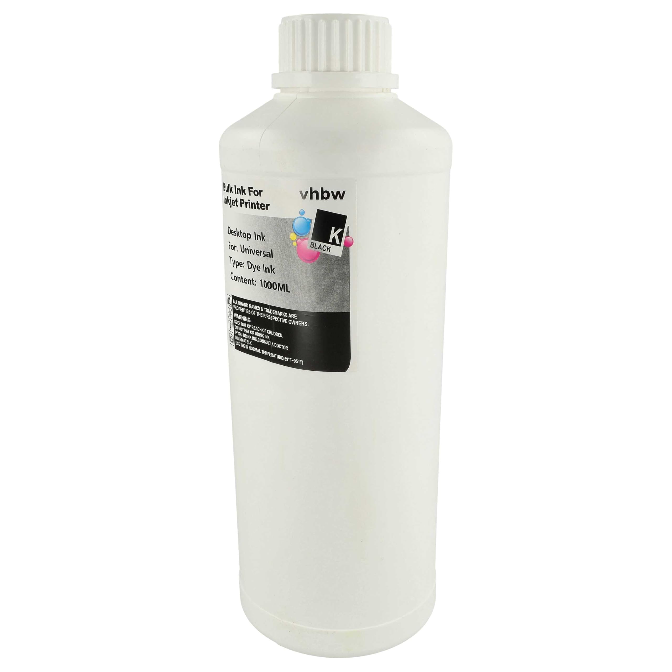 vhbw Inchiostro Dye Nero 1000ml ricarica cartucce