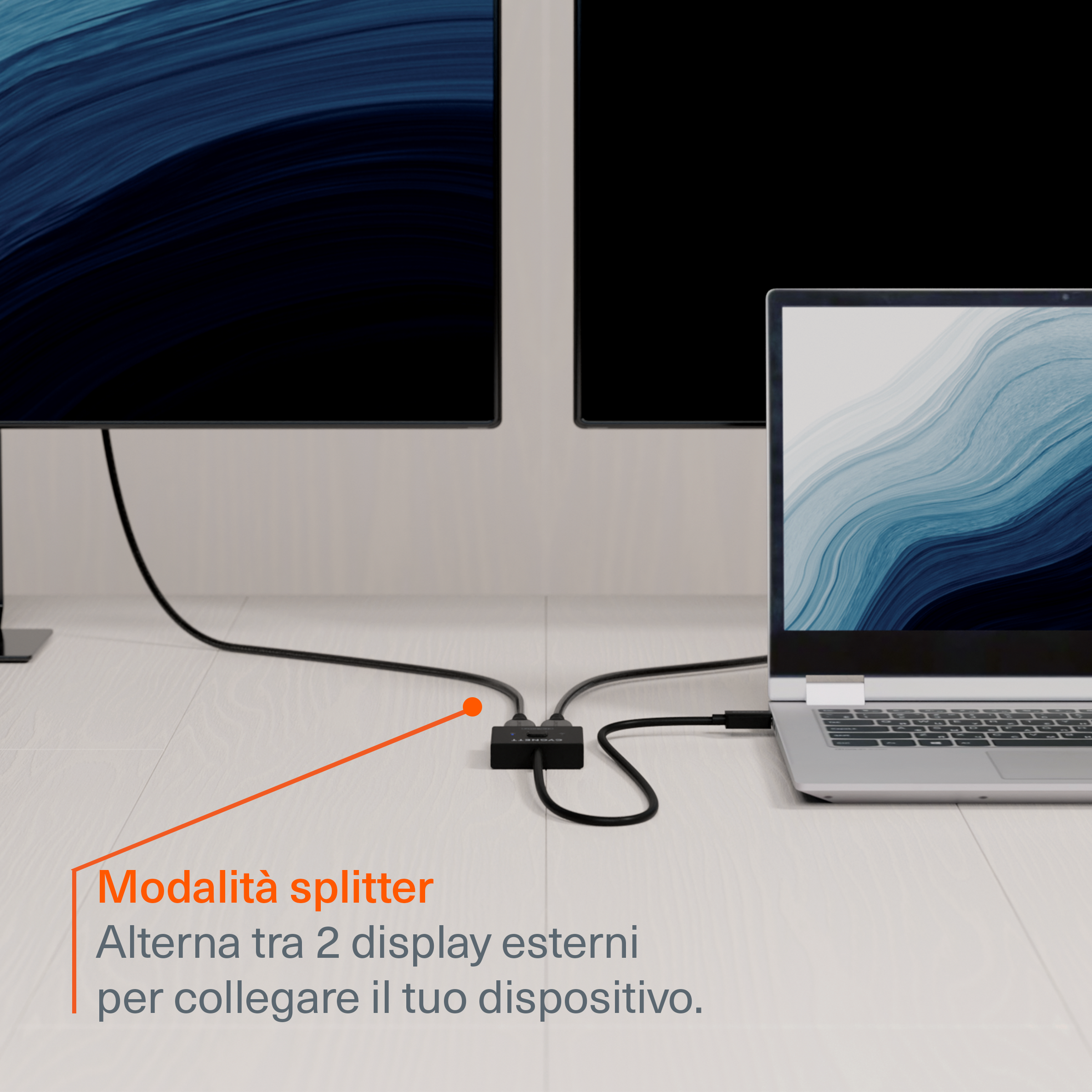 Cygnett Switch HDMI 2-in-1 splitter 4K 60Hz cavo 50 cm