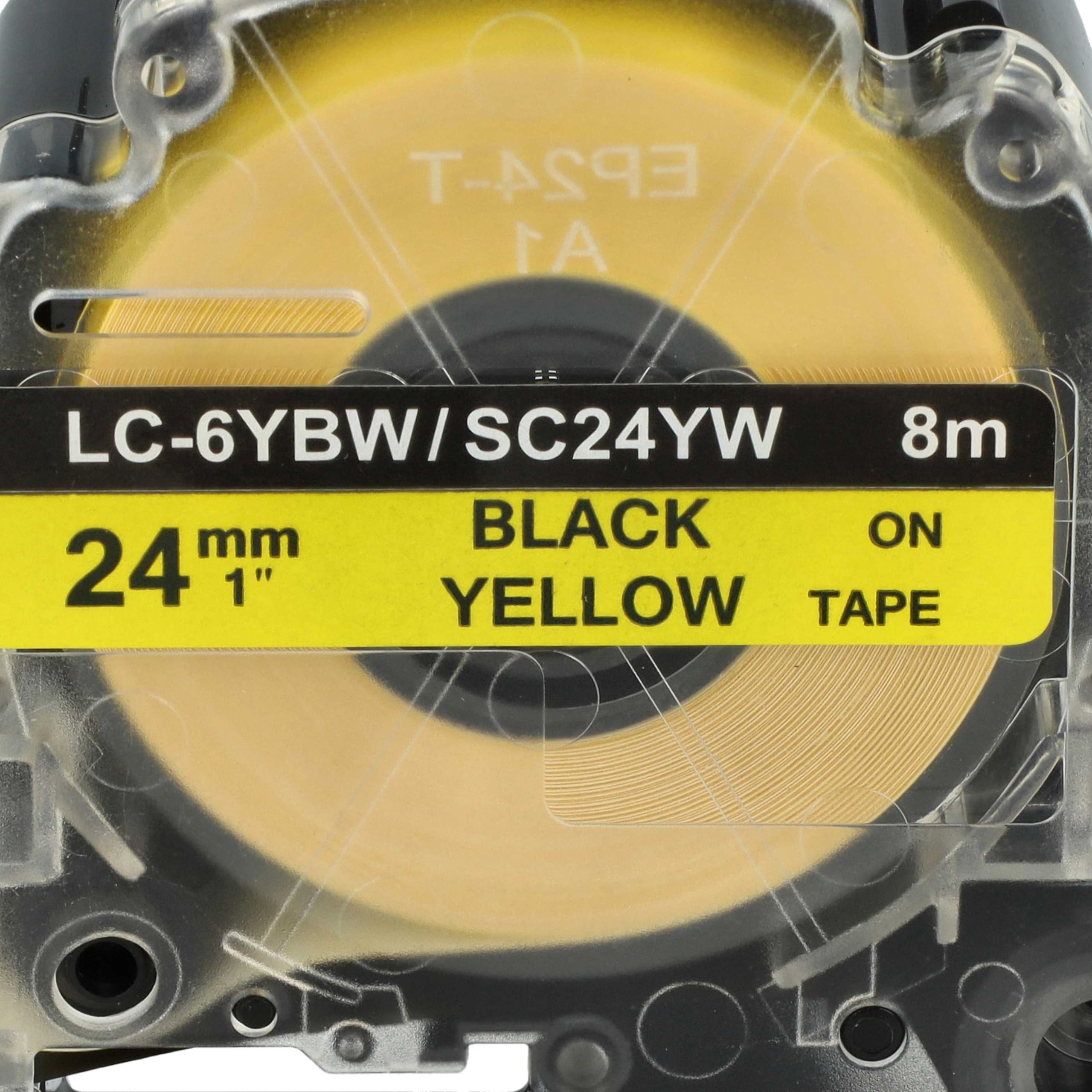 vhbw cassetta nastro 24mm nero su giallo per KingJim