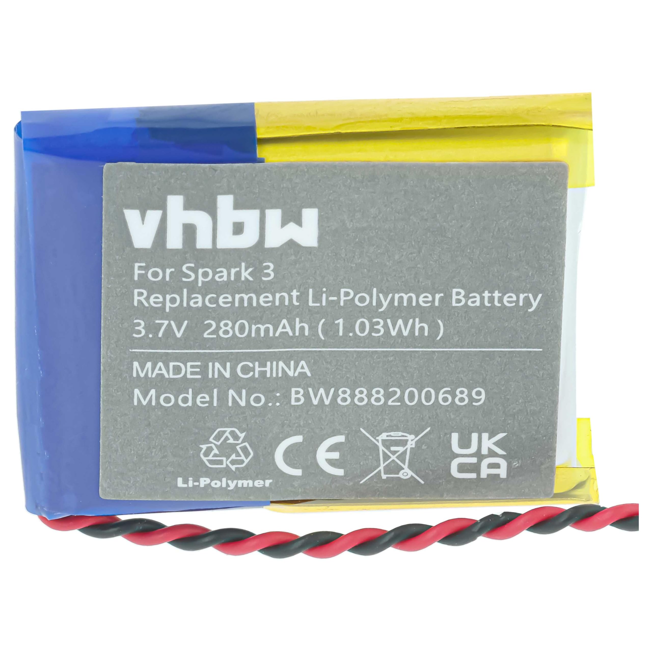 vhbw AHB332824HPS batteria smartwatch TomTom Runner 280mAh