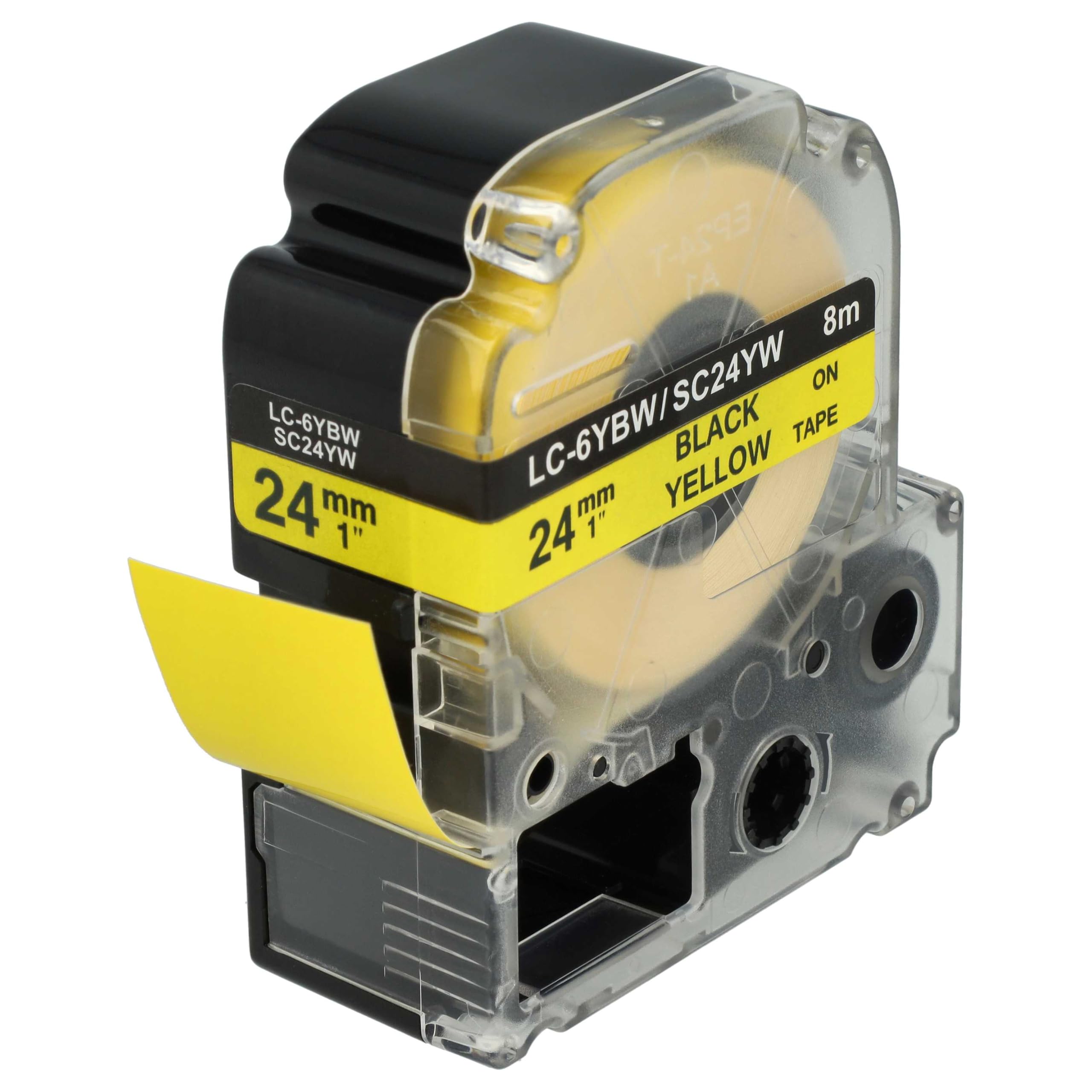vhbw cassetta nastro 24mm nero su giallo per KingJim