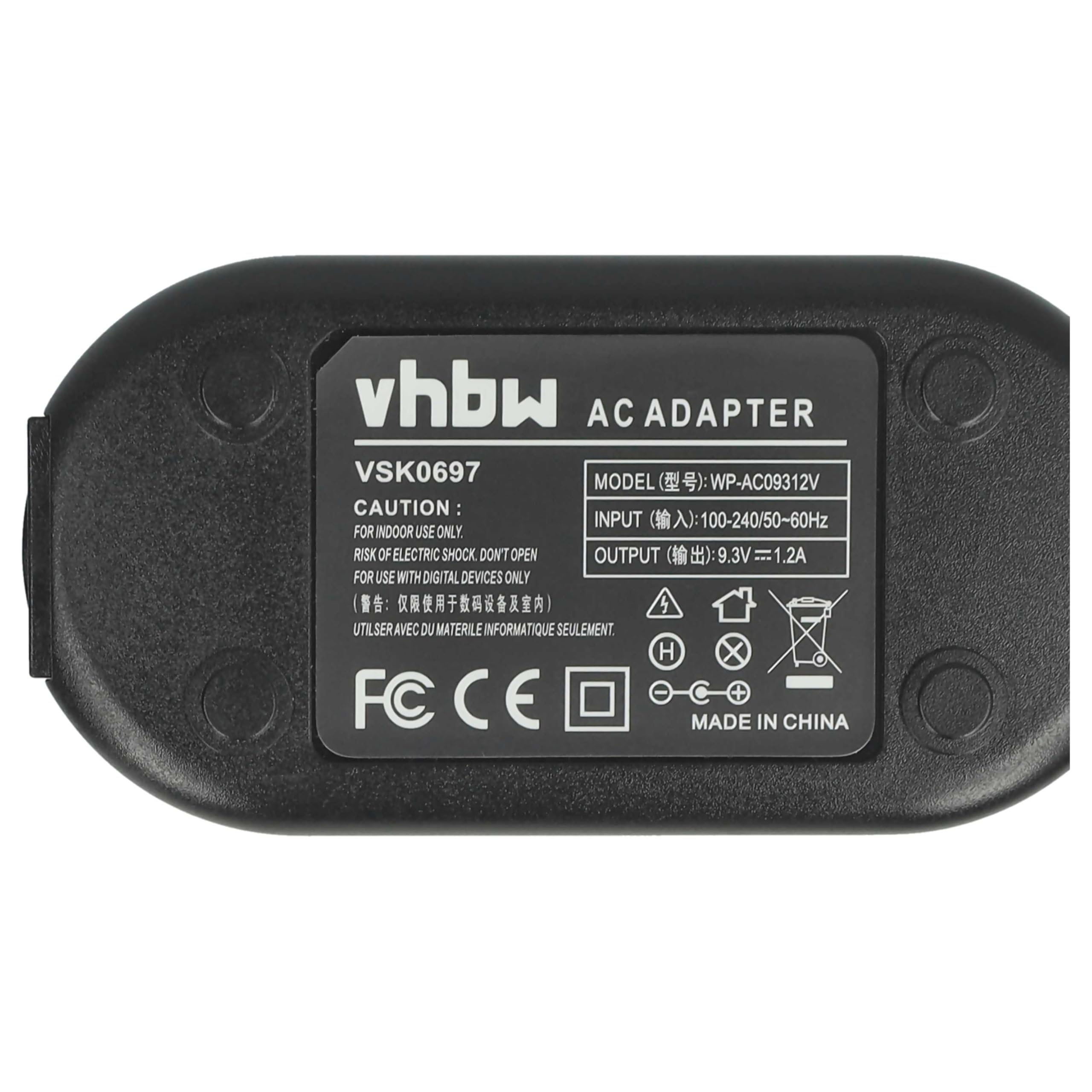 vhbw Alimentatore fotocamera Panasonic HDC-SD900 9,3V 2m nero