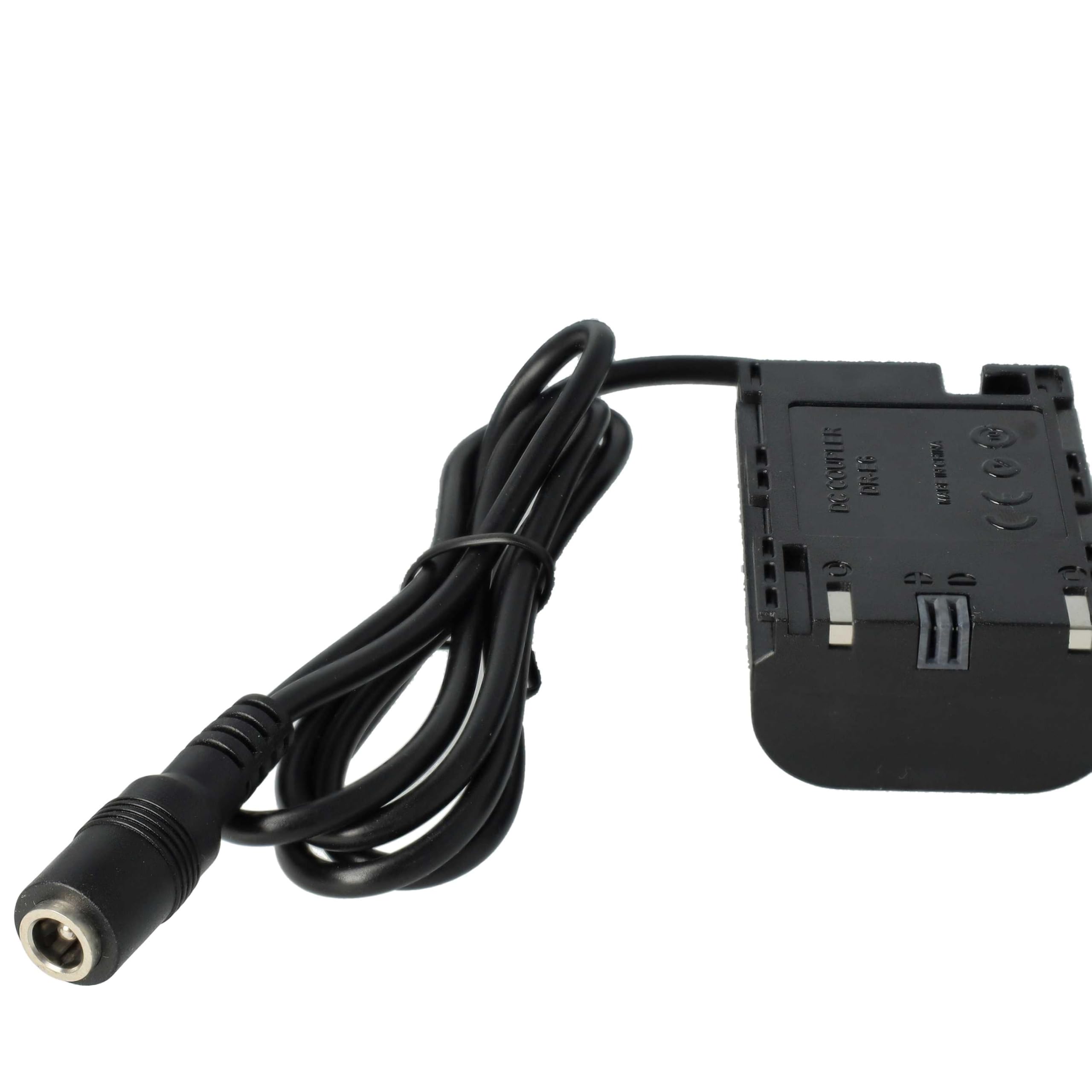vhbw Alimentatore ACK-E6 + DR-E6 Fotocamera Canon 2m Nero