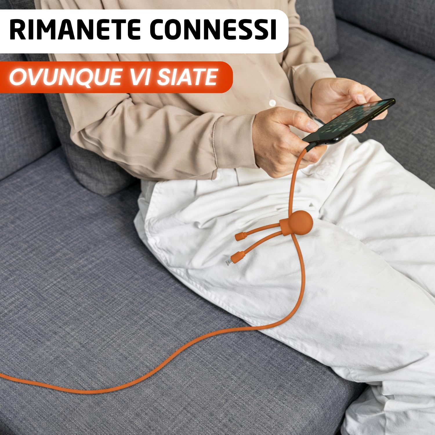 Xoopar Mr Bio Long cavo USB 4 in 1 1m arancione riciclato