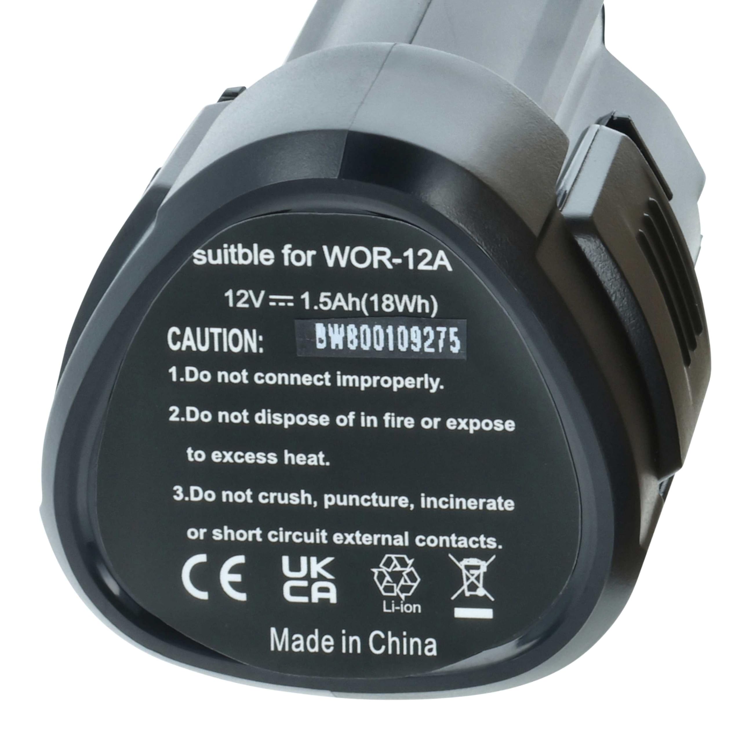 vhbw WA3503 batteria utensili 12V 1500mAh Li-Ion
