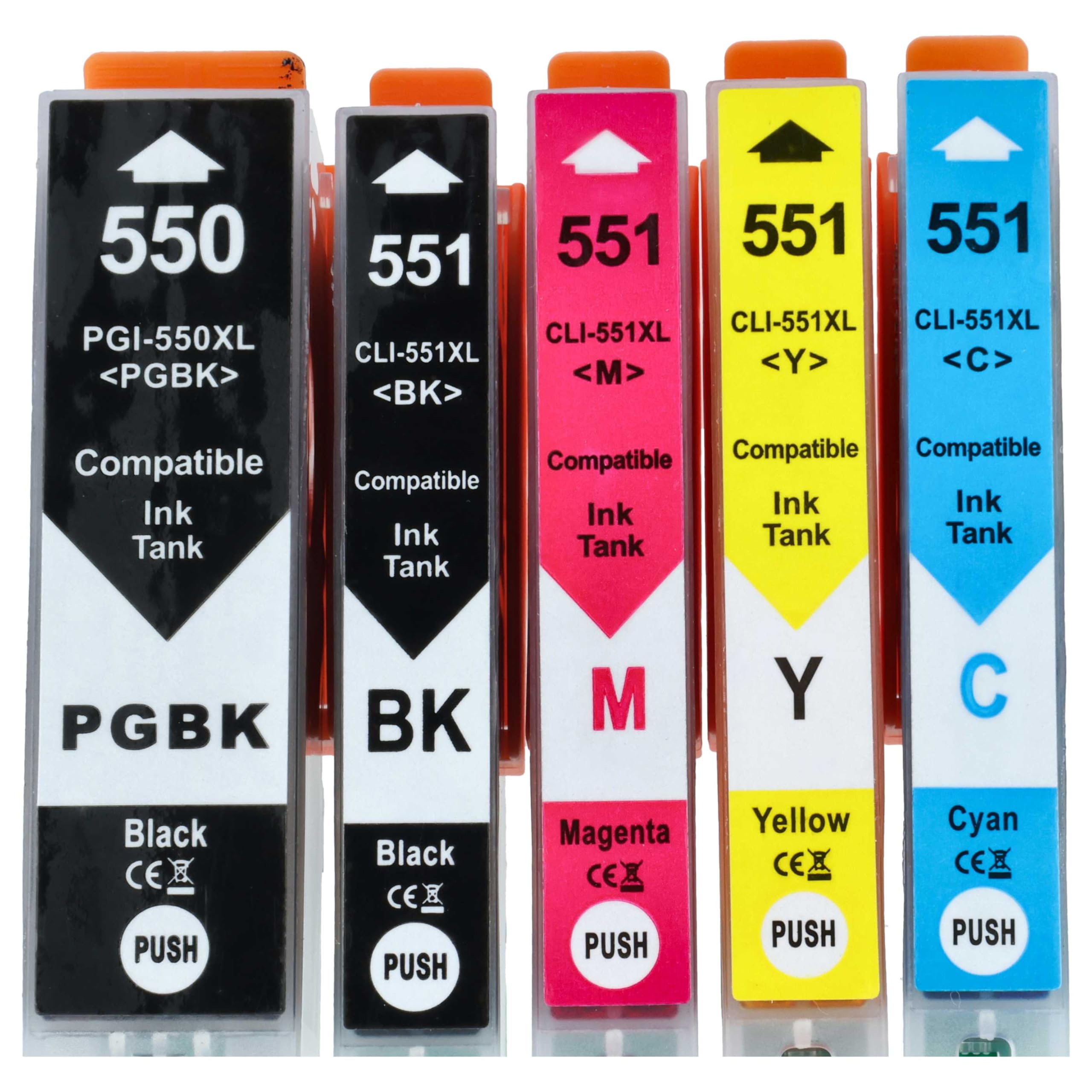 vhbw Set 5 Cartucce CLI-551 PGI-550 per Canon Pixma IP7250