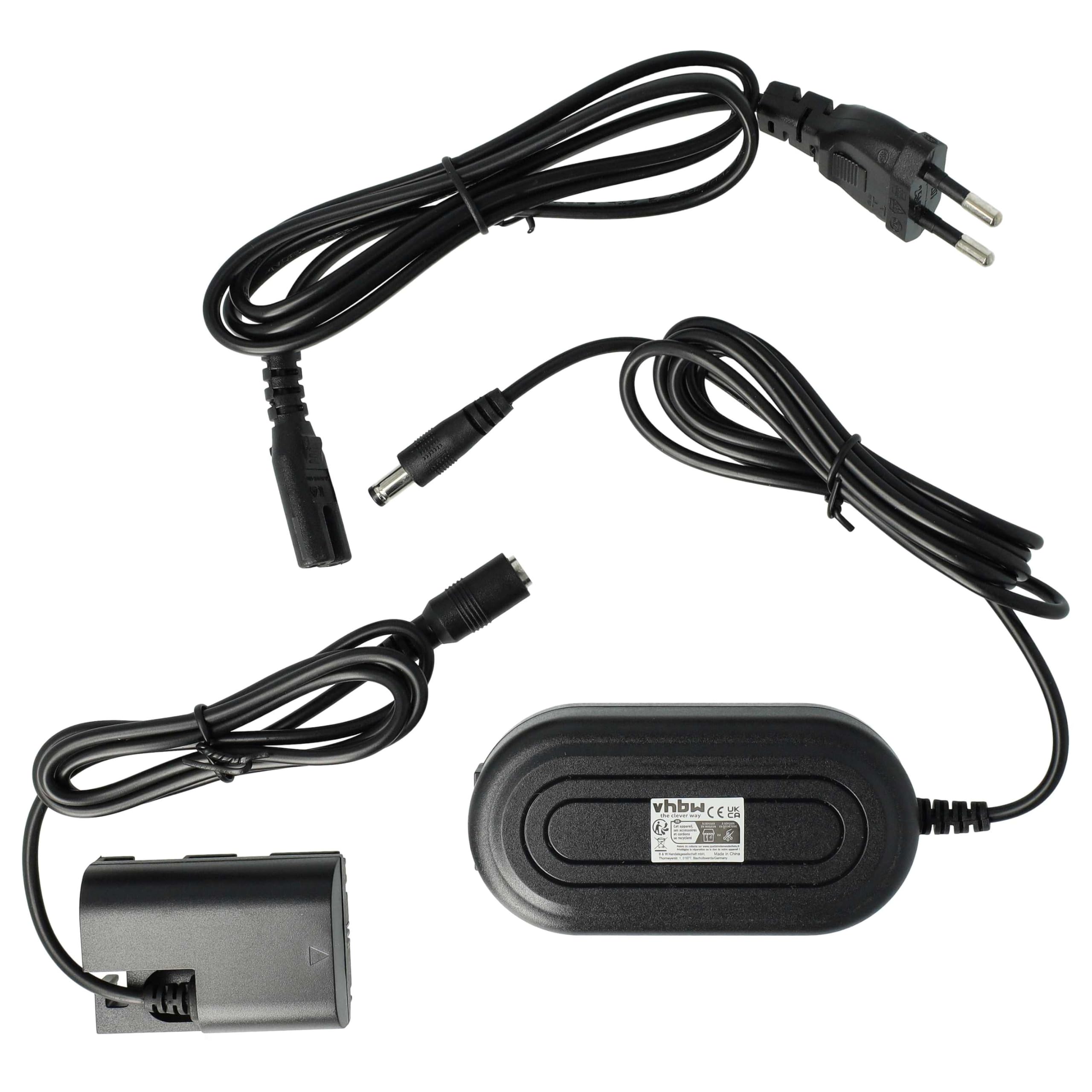 vhbw Alimentatore ACK-E6 + DR-E6 Fotocamera Canon 2m Nero