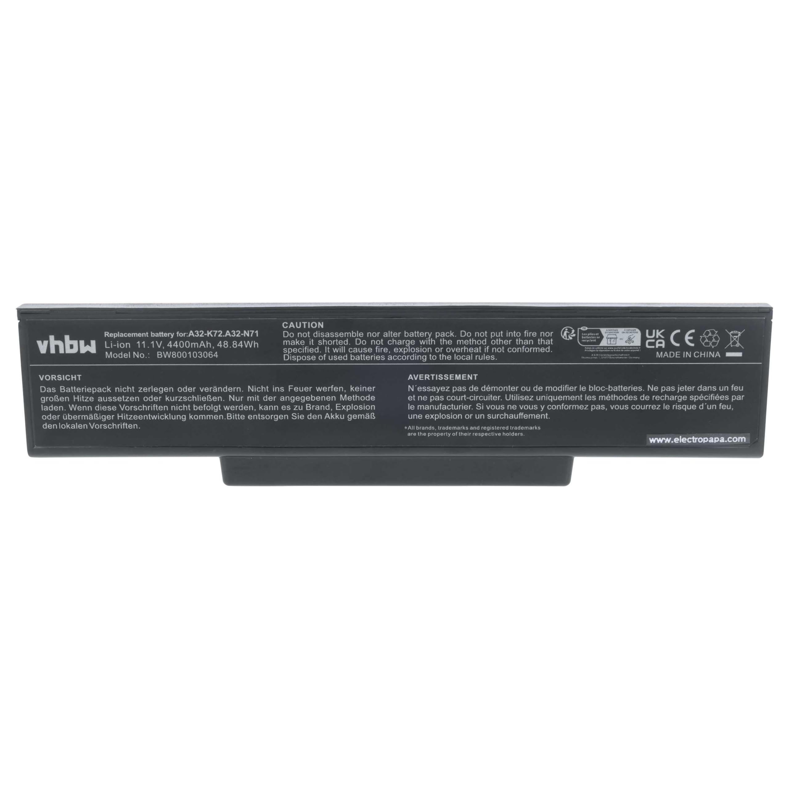vhbw batteria notebook Asus X72 A32-K72 4400mAh