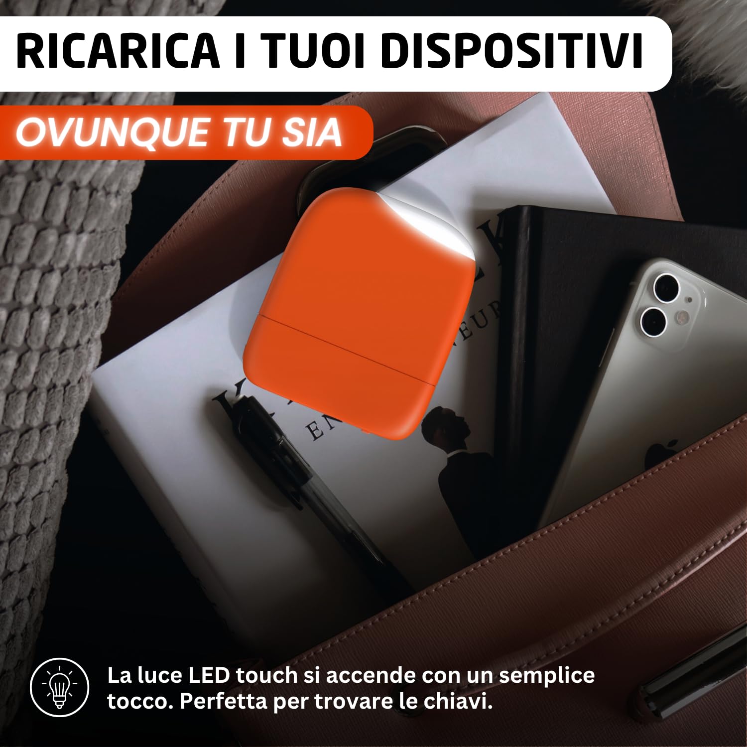 Xoopar Ice Power Bank 5000 mAh Arancione con Luce