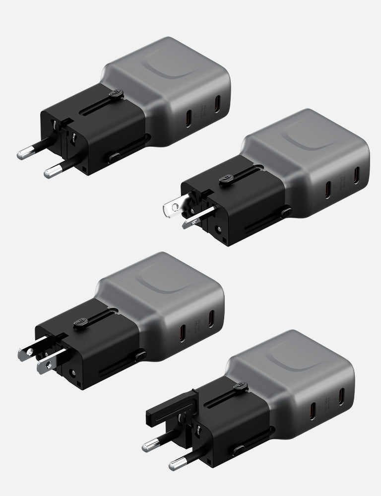 Energea TravelGo Adapter 45 caricatore viaggio 45W 2 USB-C Gunmetal
