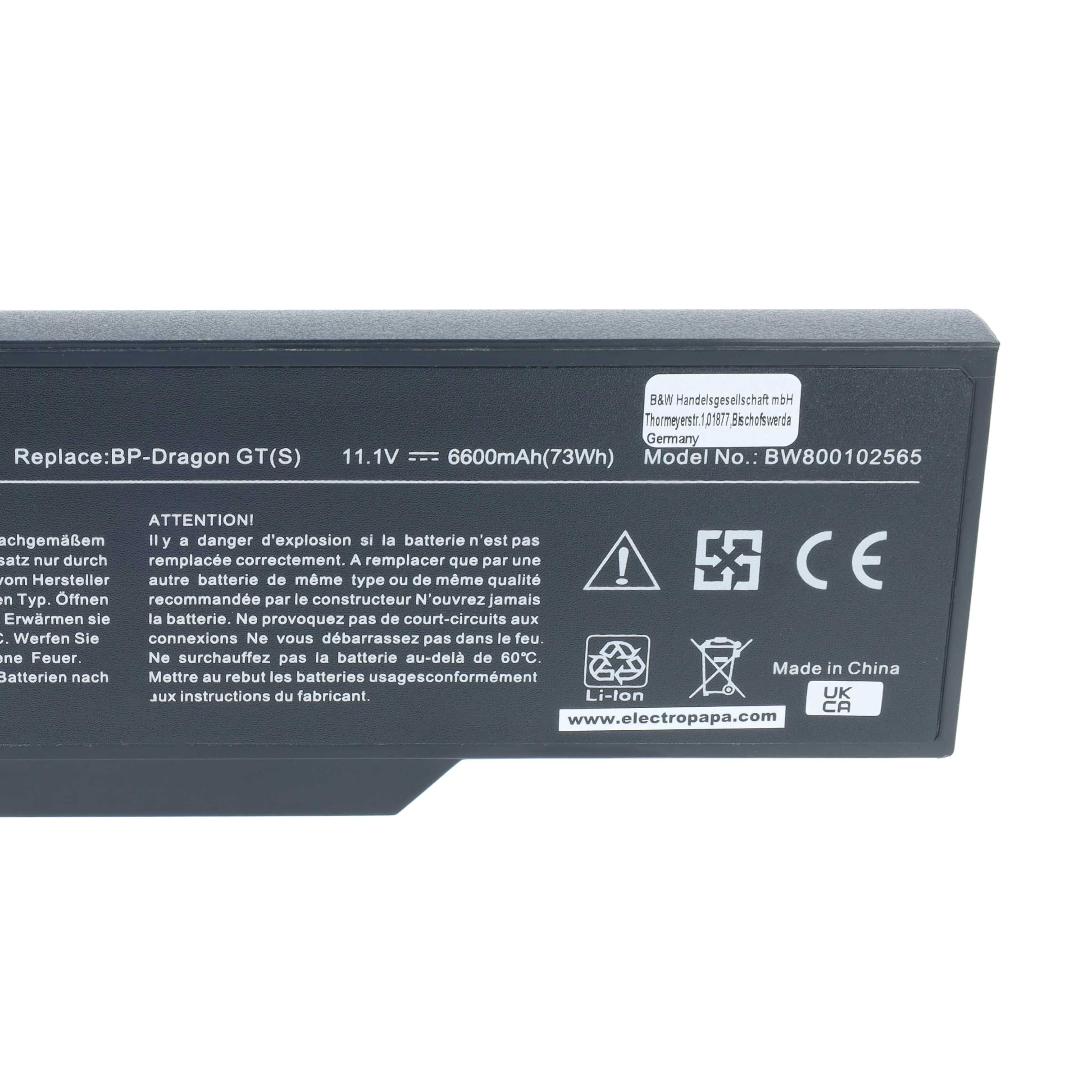 vhbw Akoya E8410 batteria notebook 6600mAh 11,1V Li-Ion