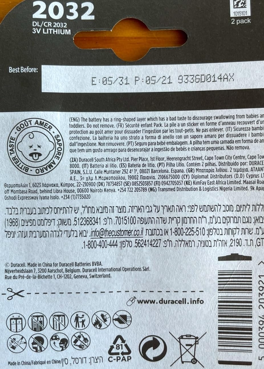 Duracell Batteria CR2032 pila bottone litio 15 pezzi