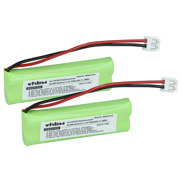 vhbw 500mAh 2,4V batterie cordless 2 pezzi per Medion