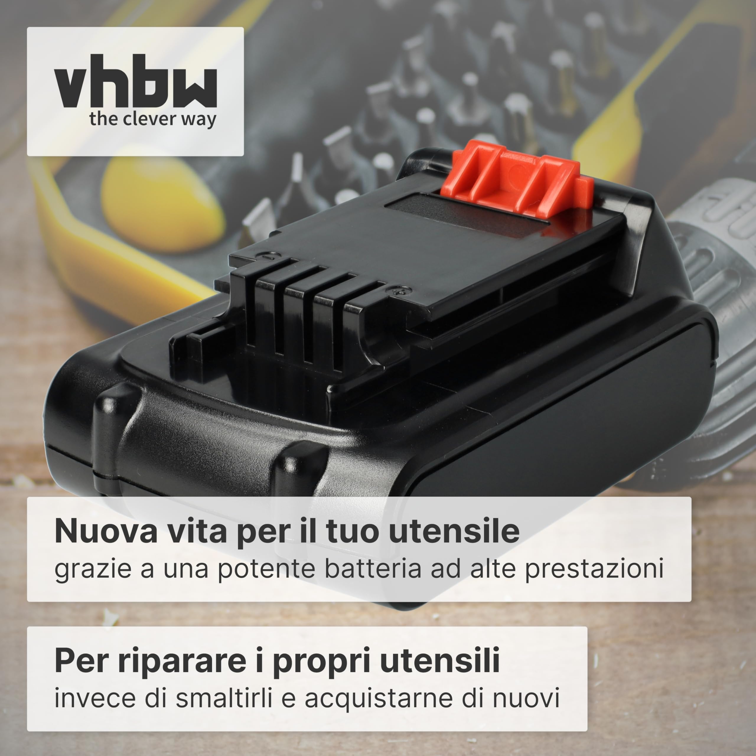 vhbw Batteria Utensili 18V 2000mAh per Black+Decker BL1318
