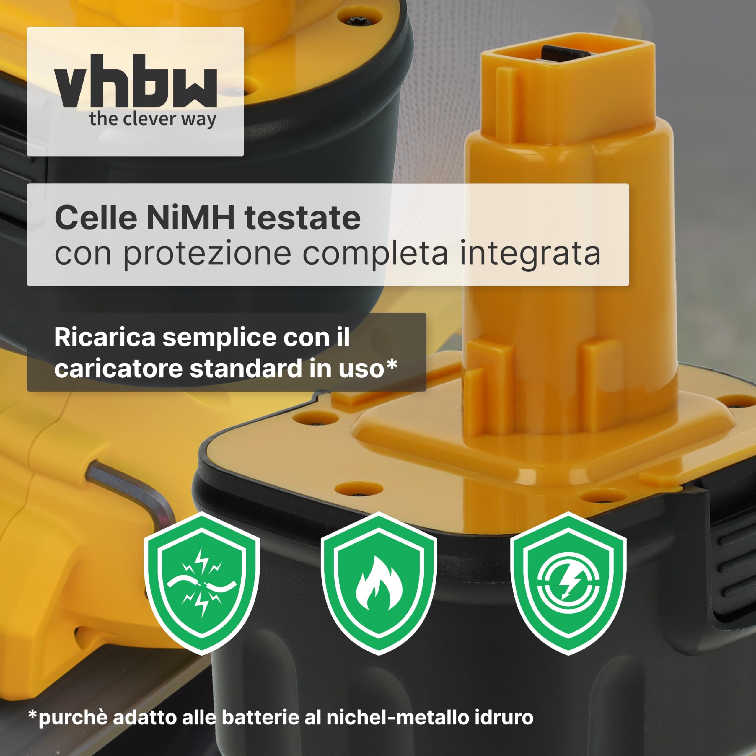 vhbw Batteria A9252 12V per Utensili NiMH 3000mAh 36Wh