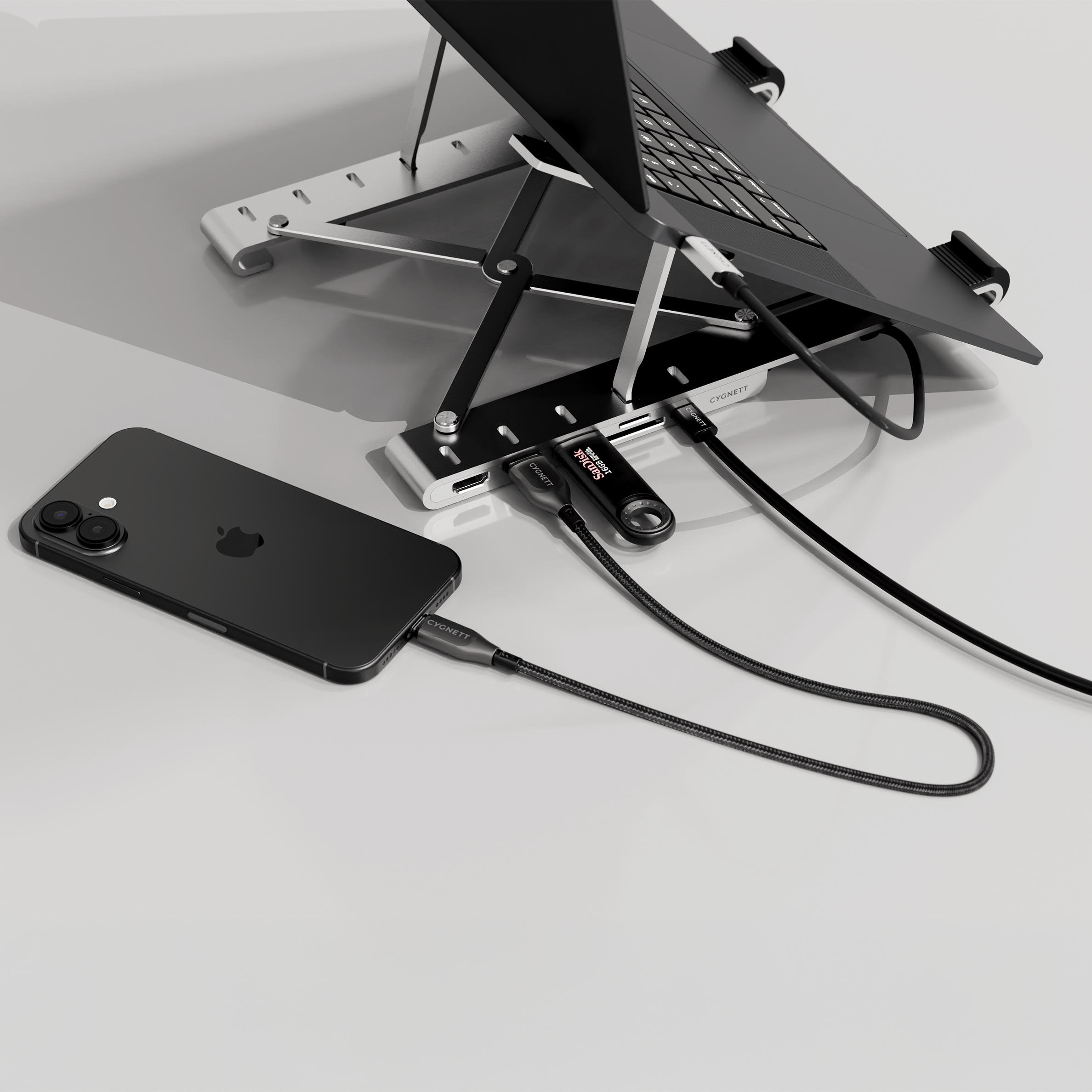 Cygnett Hub USB-C 7-in-1 con Stand Laptop HDMI 4K