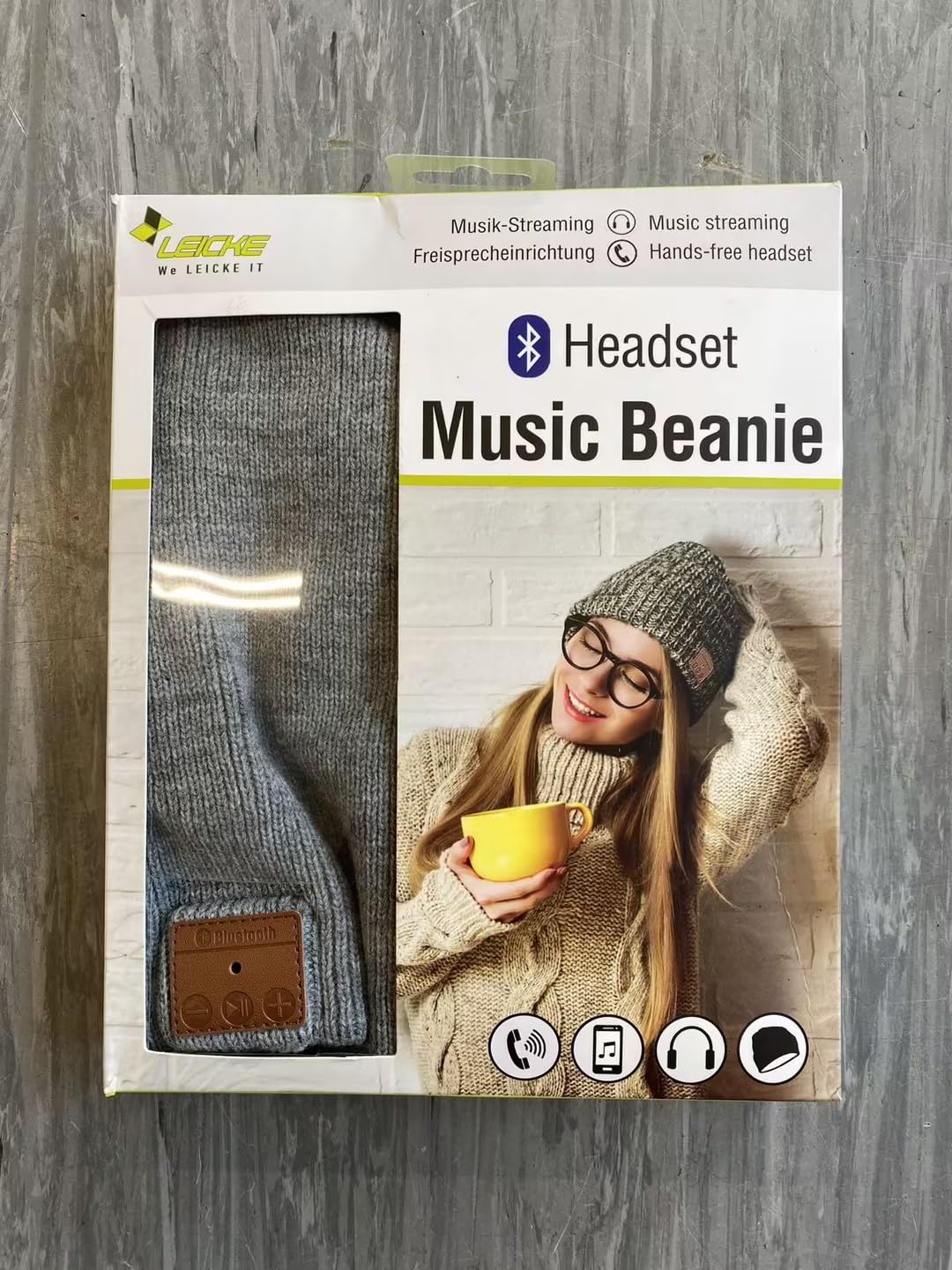 Leicke Sharon berretto bluetooth crema con cuffie