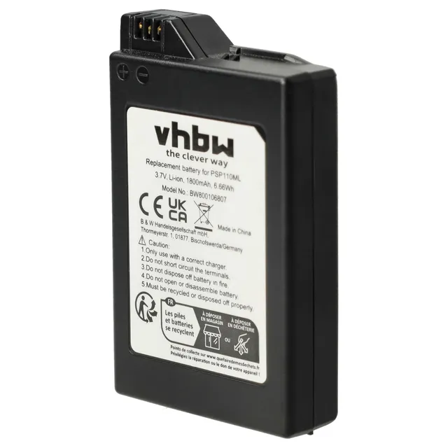 vhbw Batteria PSP-110 1800mAh per PSP-1000 nera litio